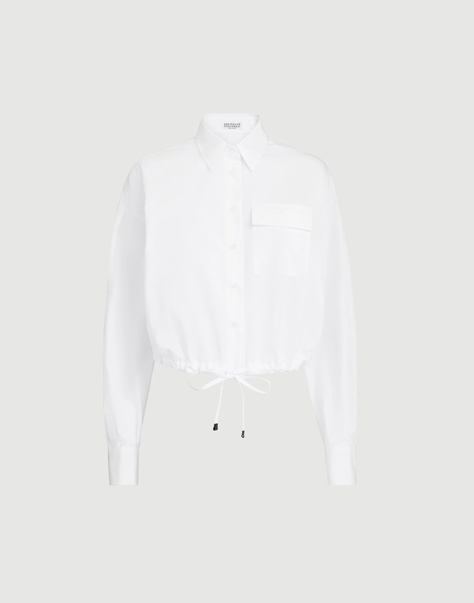 Cotton poplin cropped shirt with monili - 1