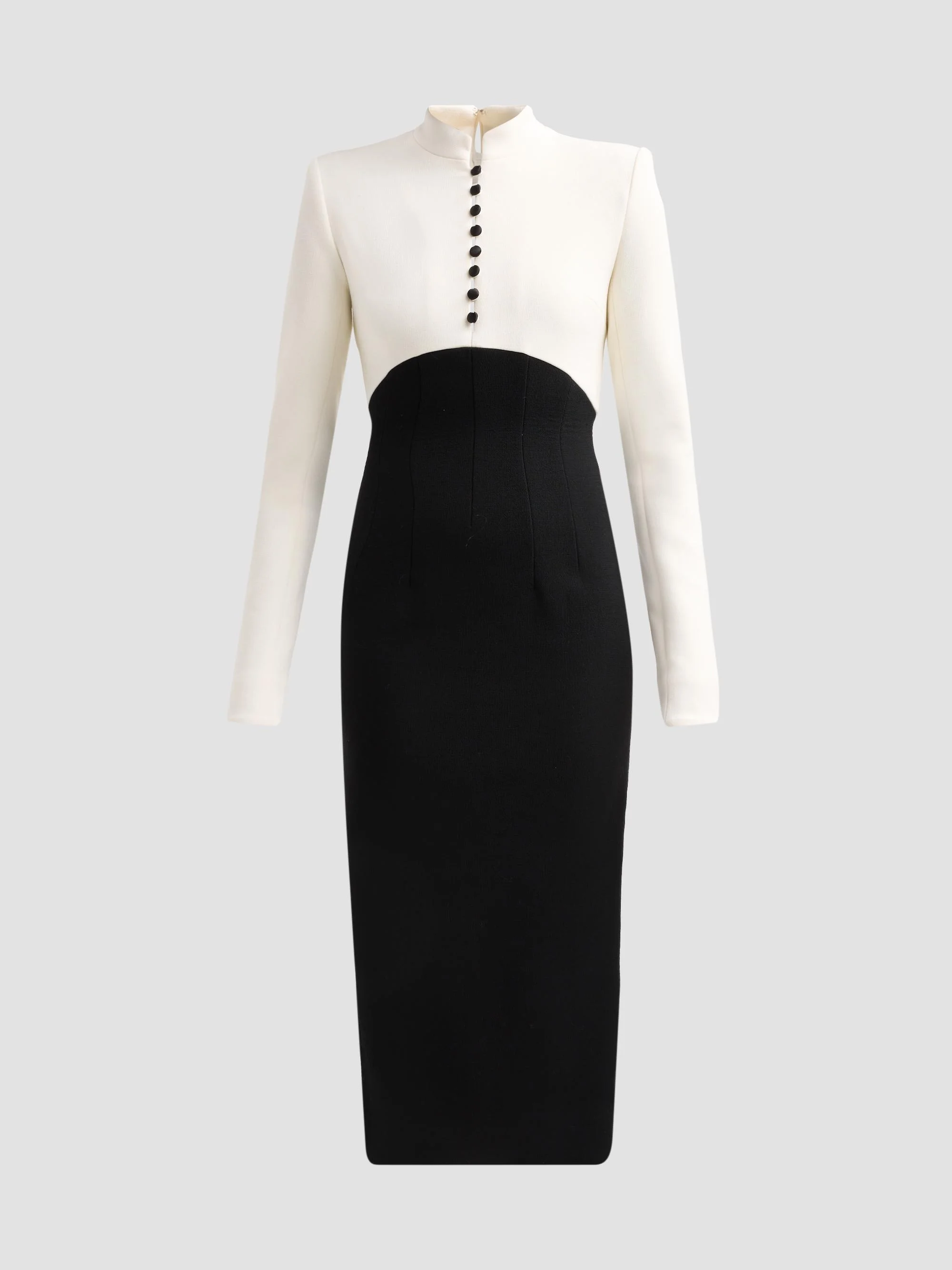 Women's Two-Tone Stretch Wool Crêpe Cocktail Dress - Black White - 1
