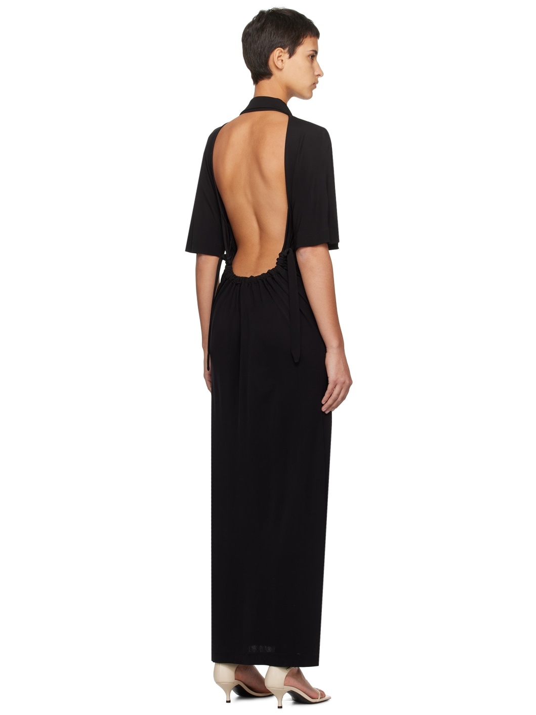 Black Naked Back Maxi Dress - 3