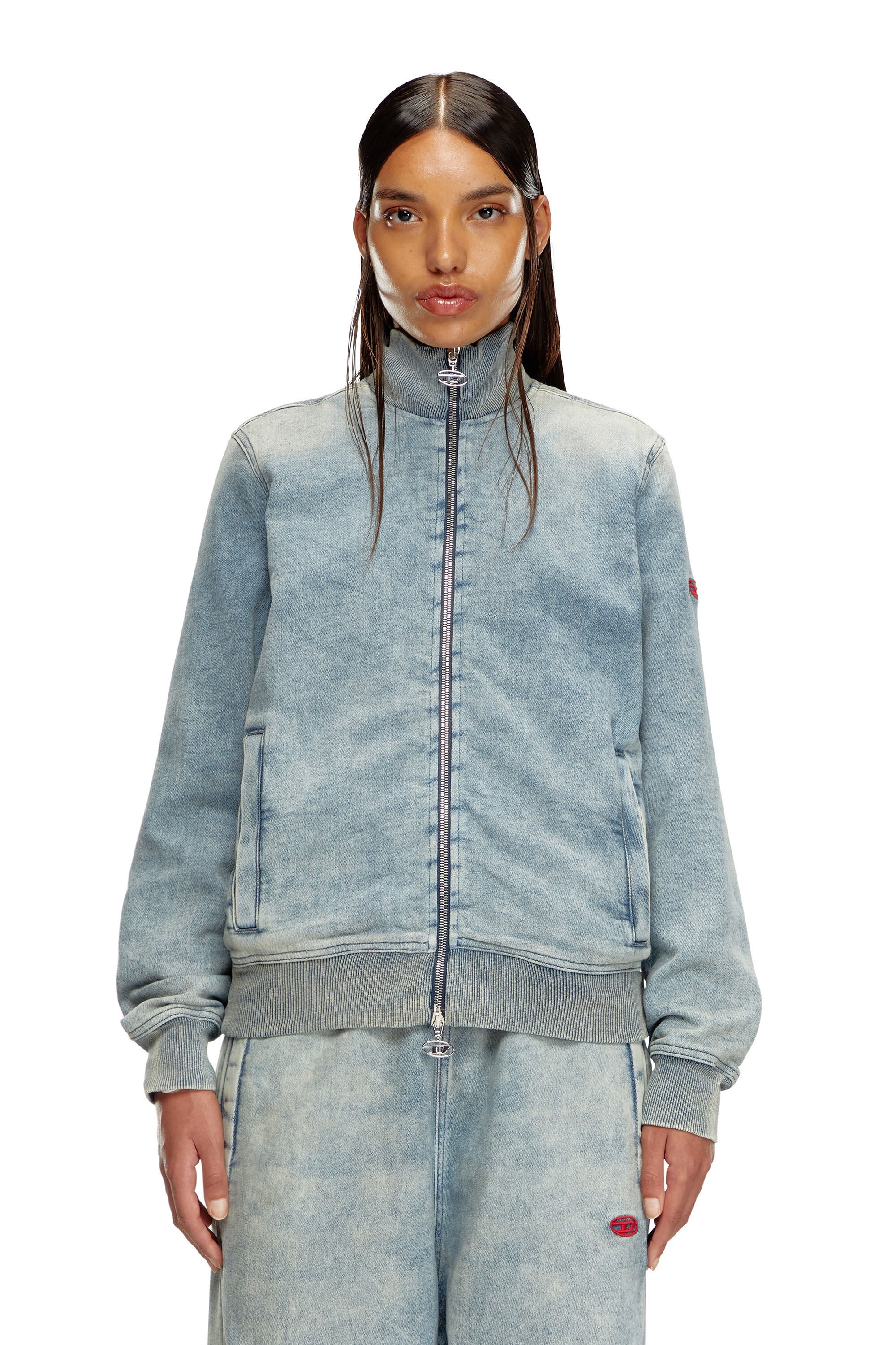 【DIESEL】D-Buzee Track Women's Zip-up sweater in Track Denim | Blue | Diesel