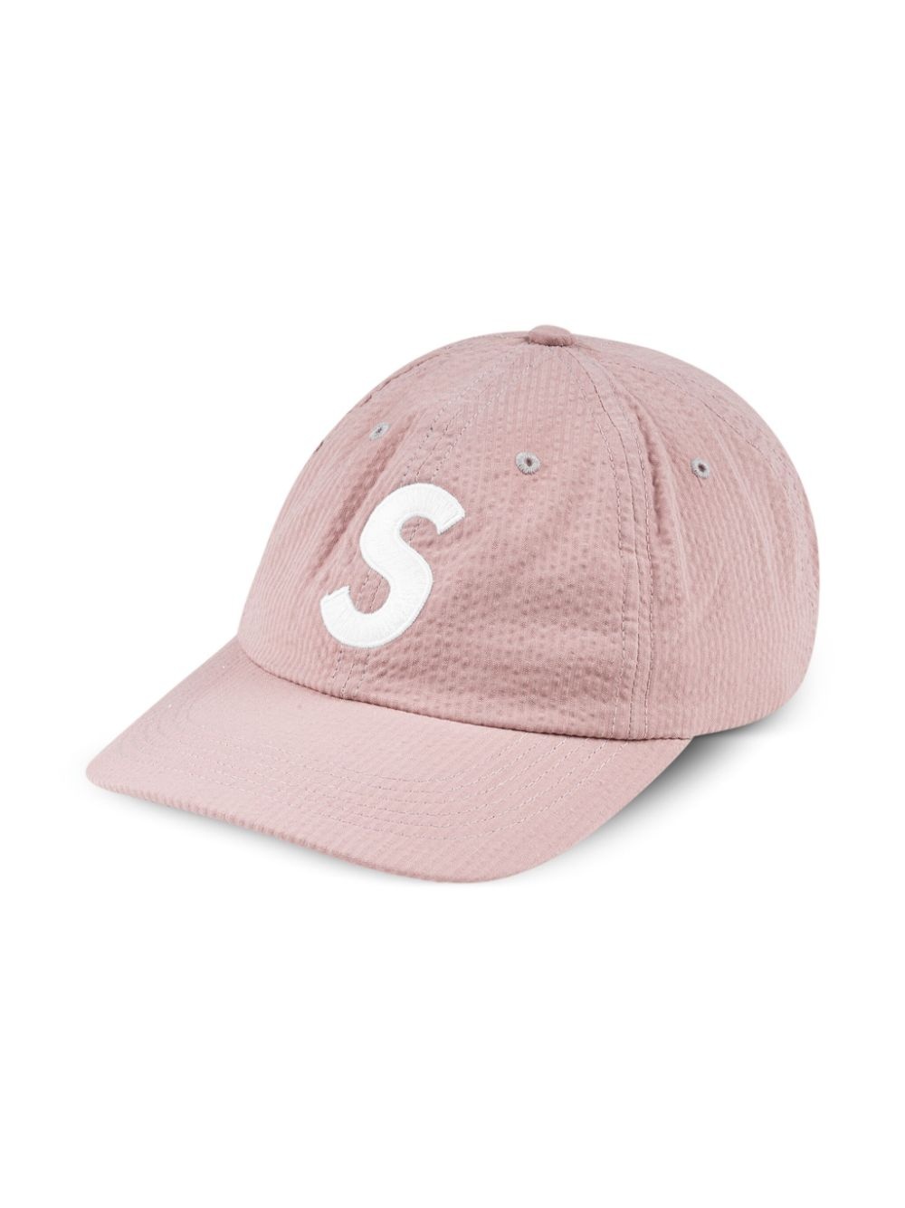 logo-embroidered seersucker baseball cap - 3