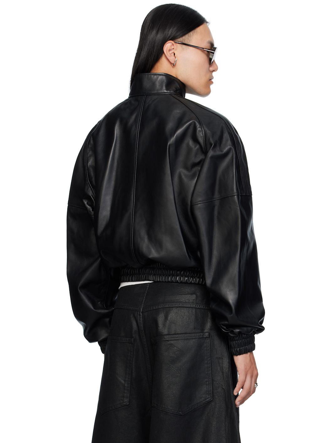 Black Blouson Leather Jacket - 3