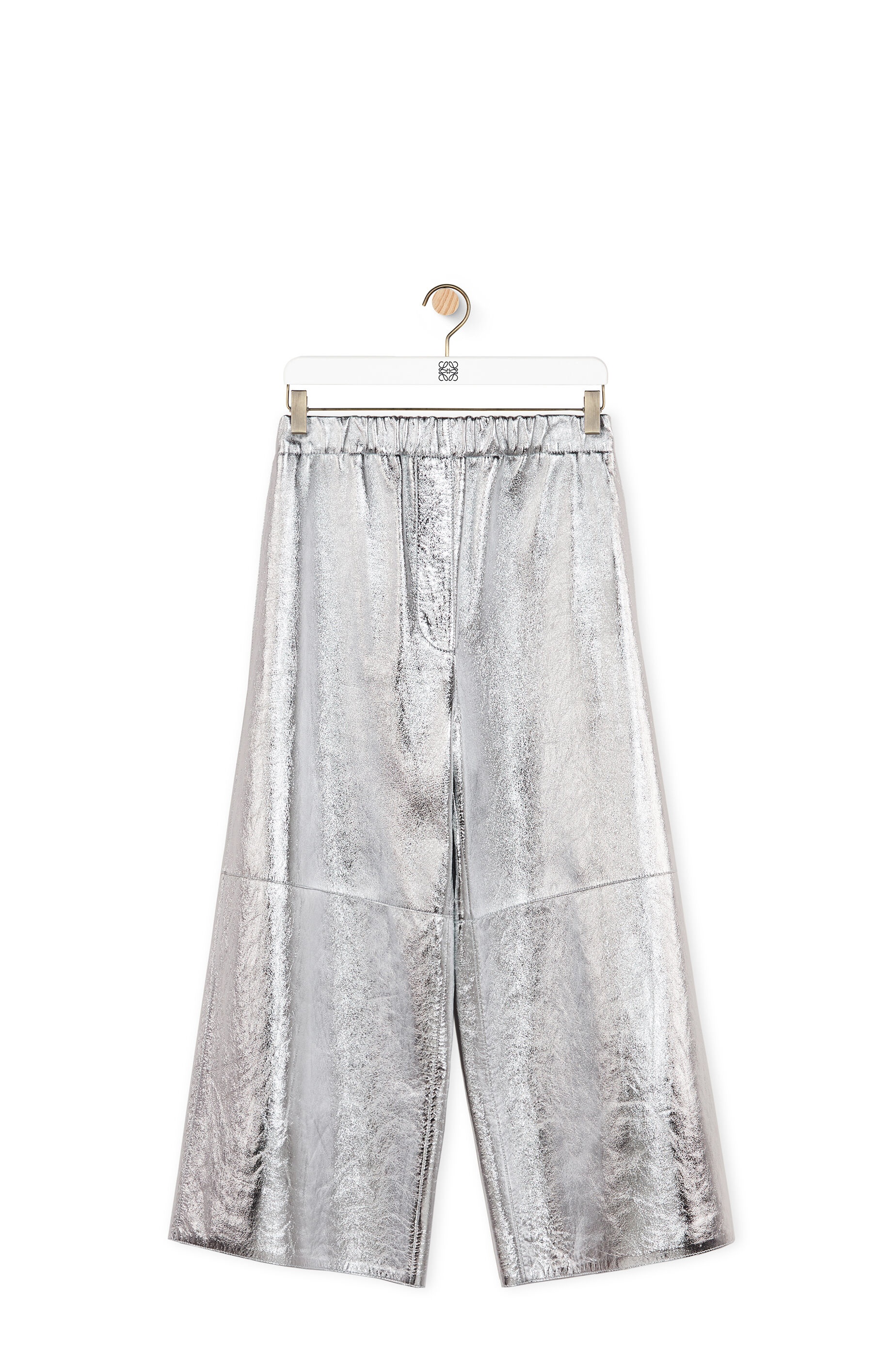 Cropped elasticated trousers in nappa - 1