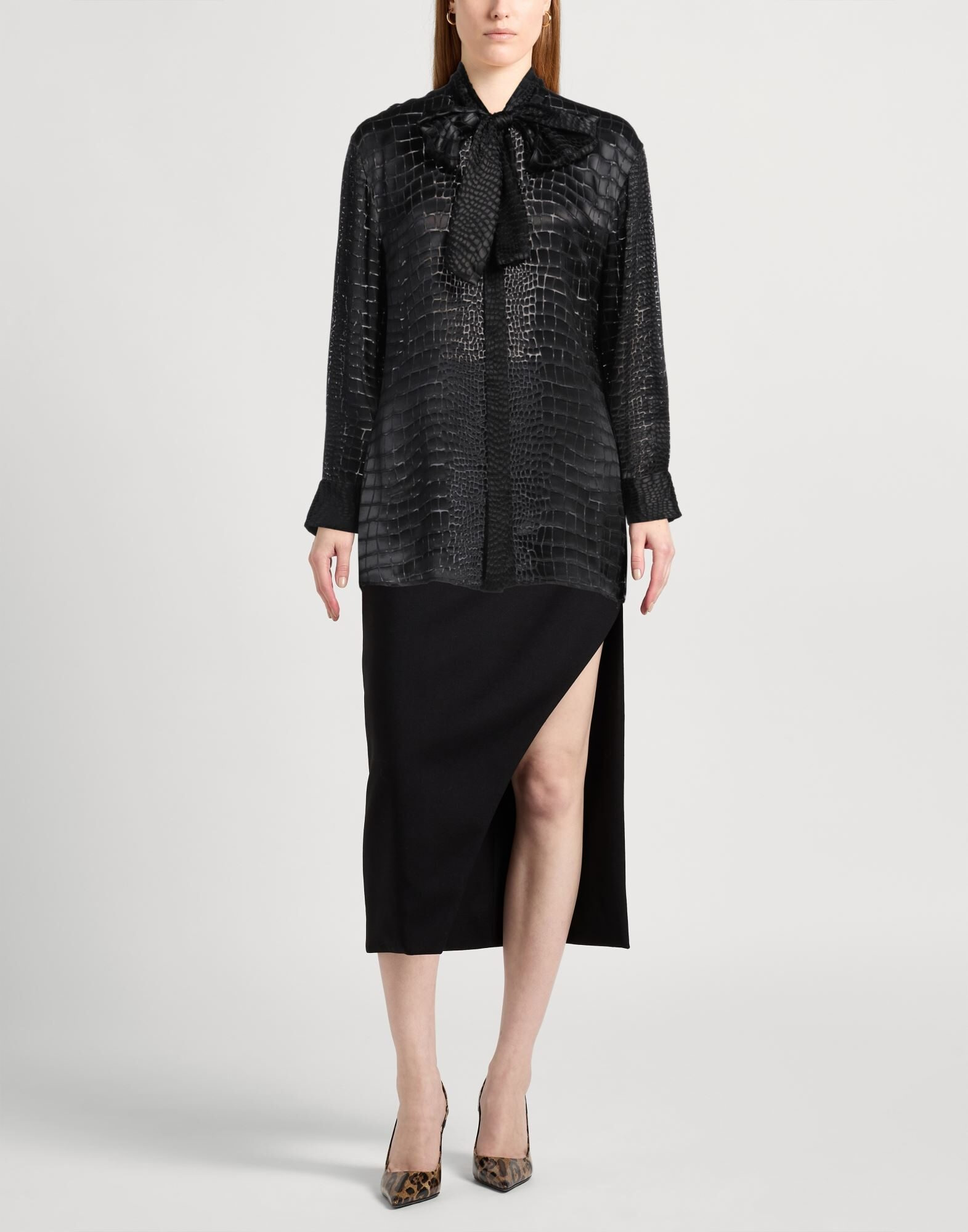 Black Women's Solid Color Shirts & Blouses - 2