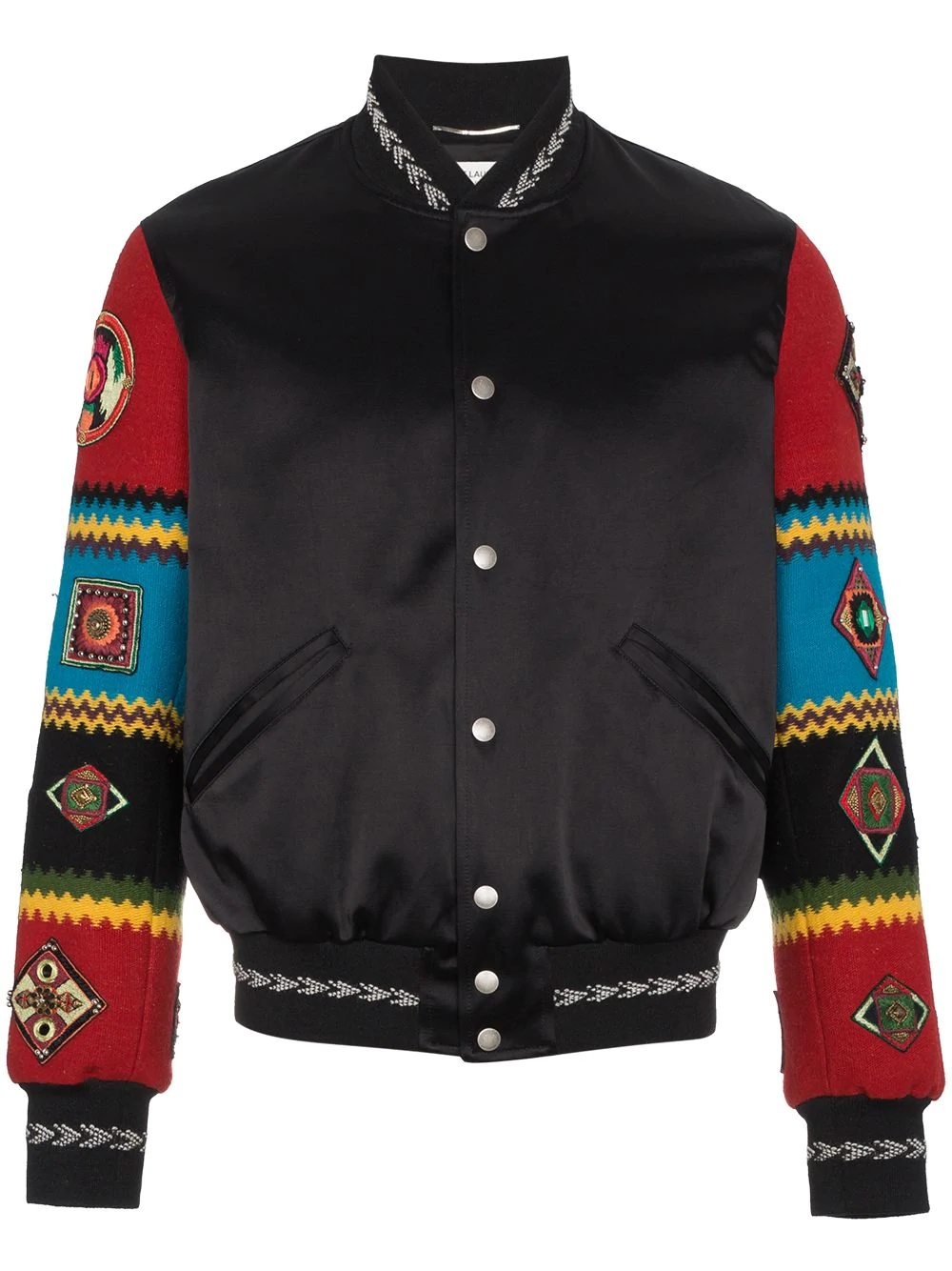 Wool varsity jacket with embroidered sleeves - 1