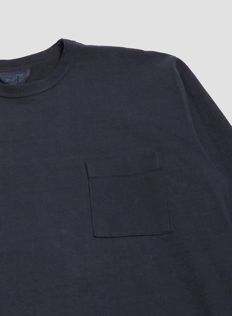 Nigel Cabourn Allevol Heavy Duty Crew Neck Pocket Long Sleeve T-Shirt in Black outlook