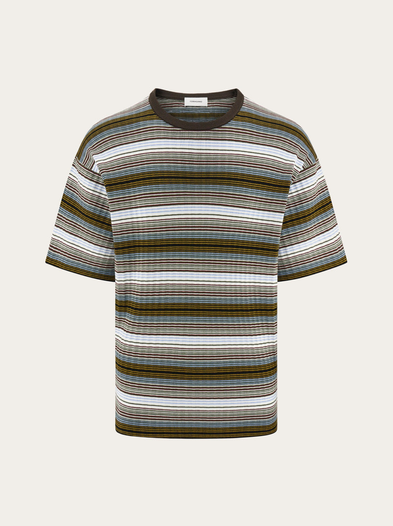 Short sleeved striped polo shirt 1