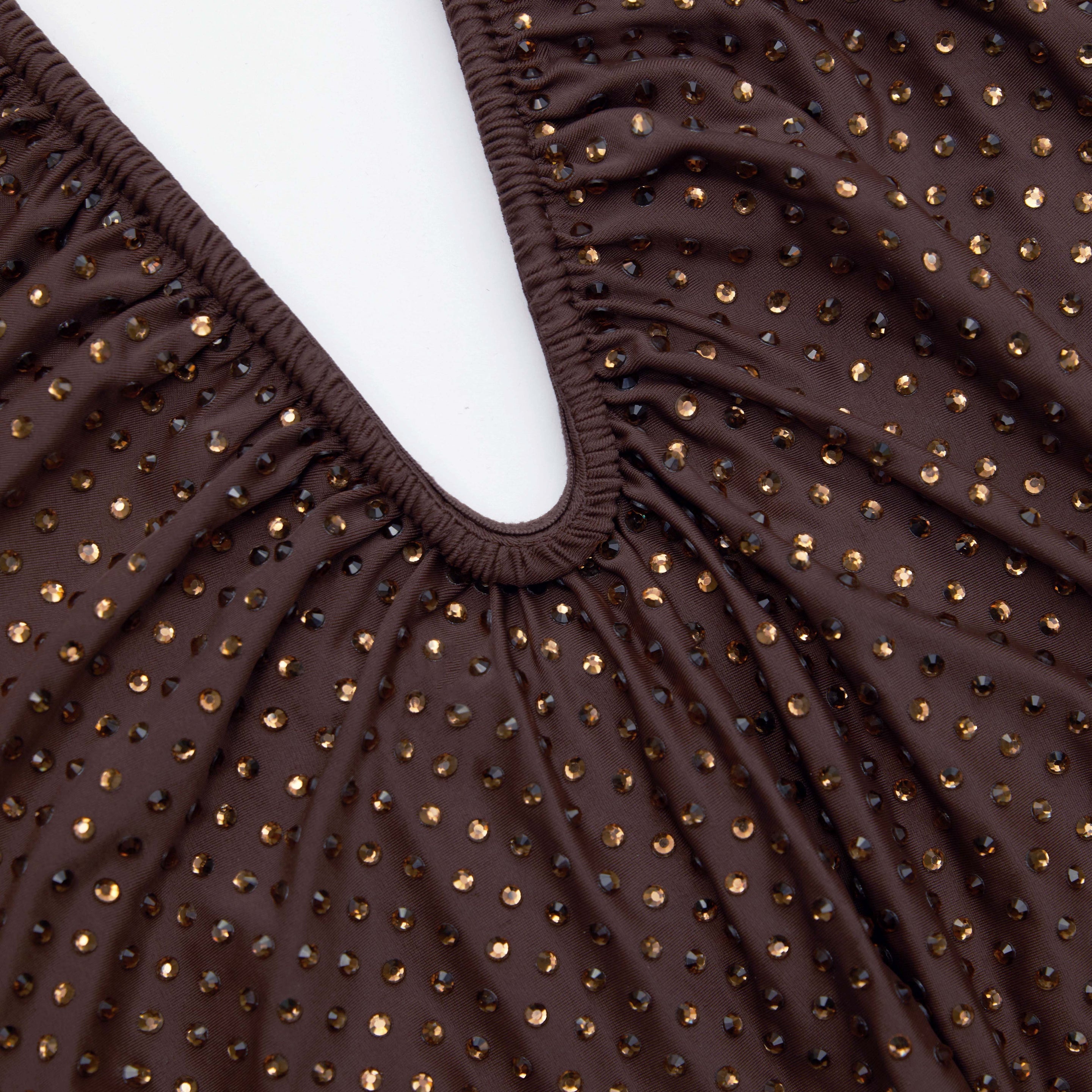 Brown Rhinestone Strapless Swimsuit - 5