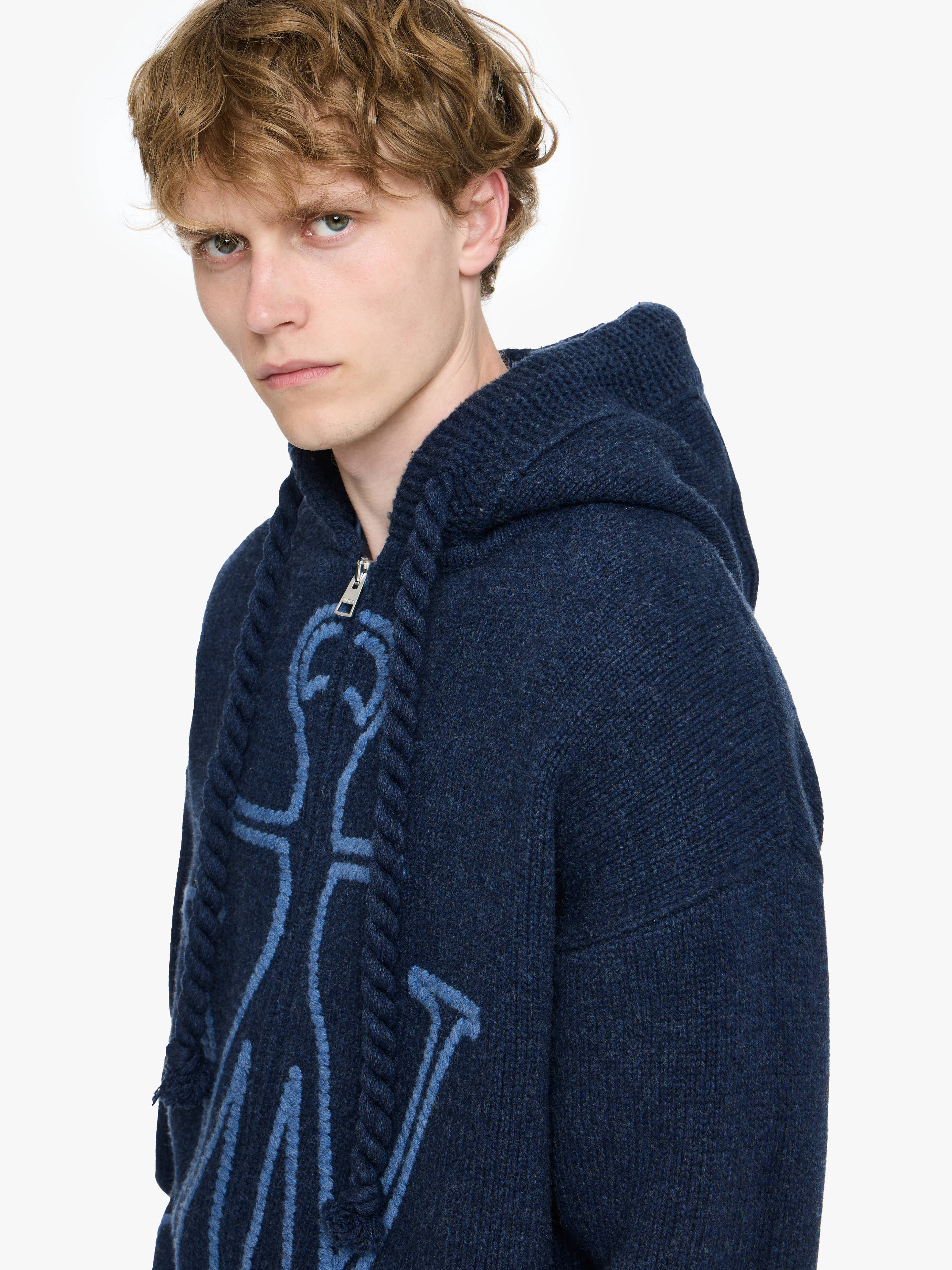 ANCHOR EMBROIDERY ZIPPED HOODIE - 5