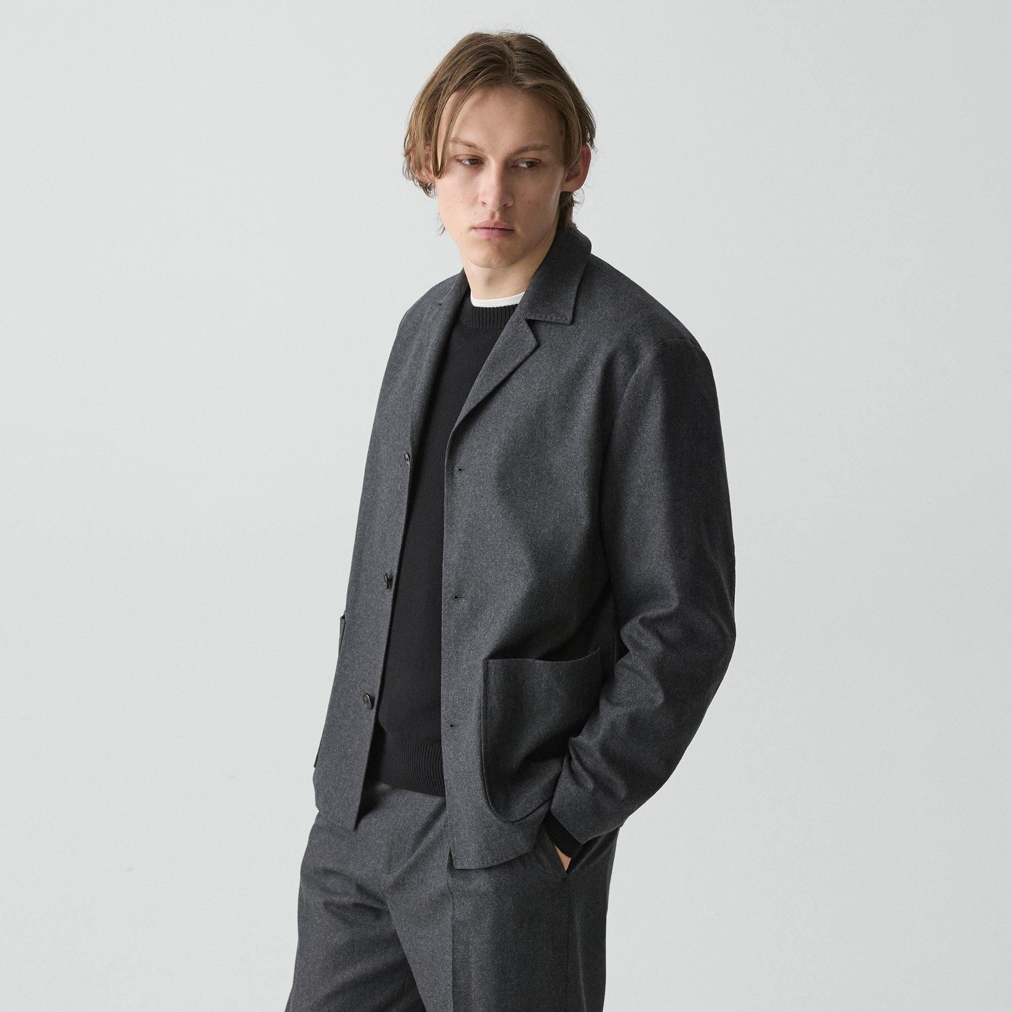 Three-Button Blazer in Cashmere-Blend Flannel - 3