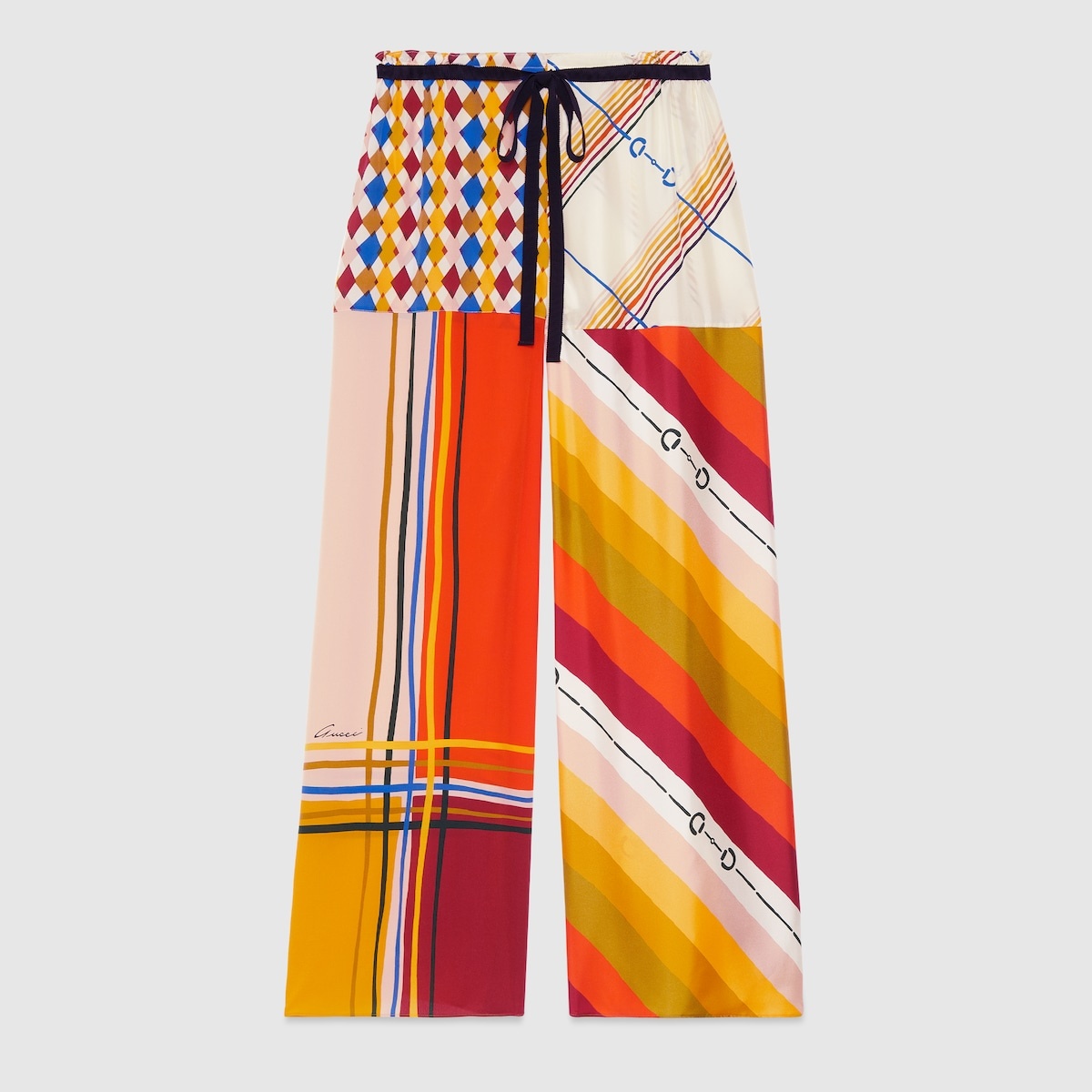 Heritage patchwork print silk pant - 1
