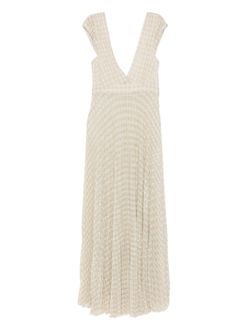 V-neck pleated midi dress 1