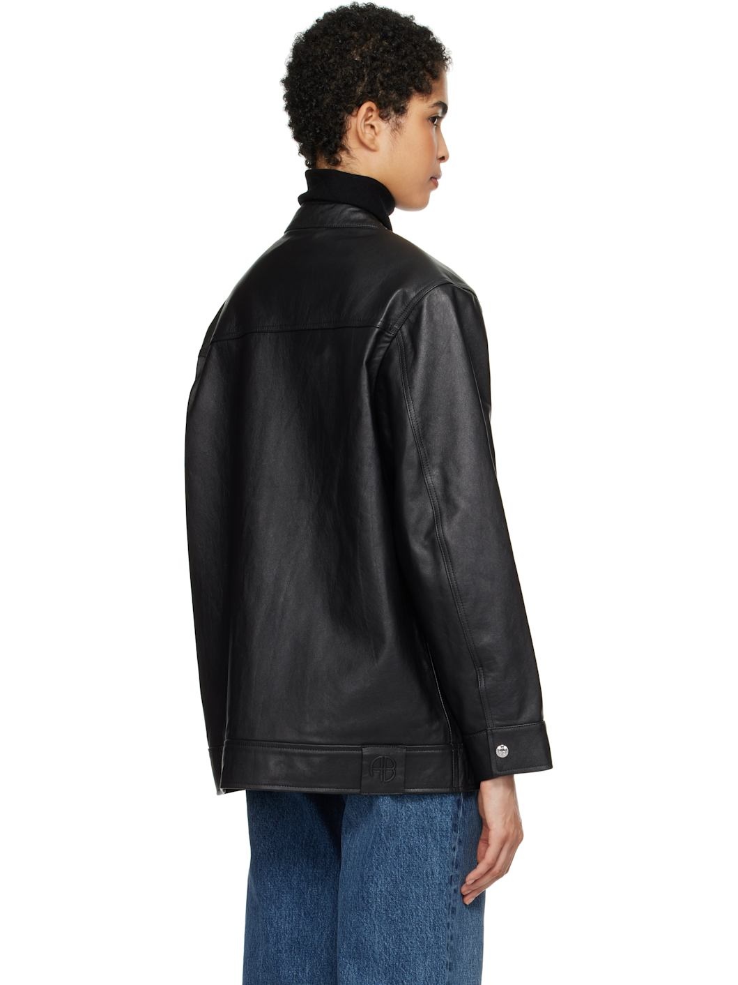Black Henry Leather Jacket - 3