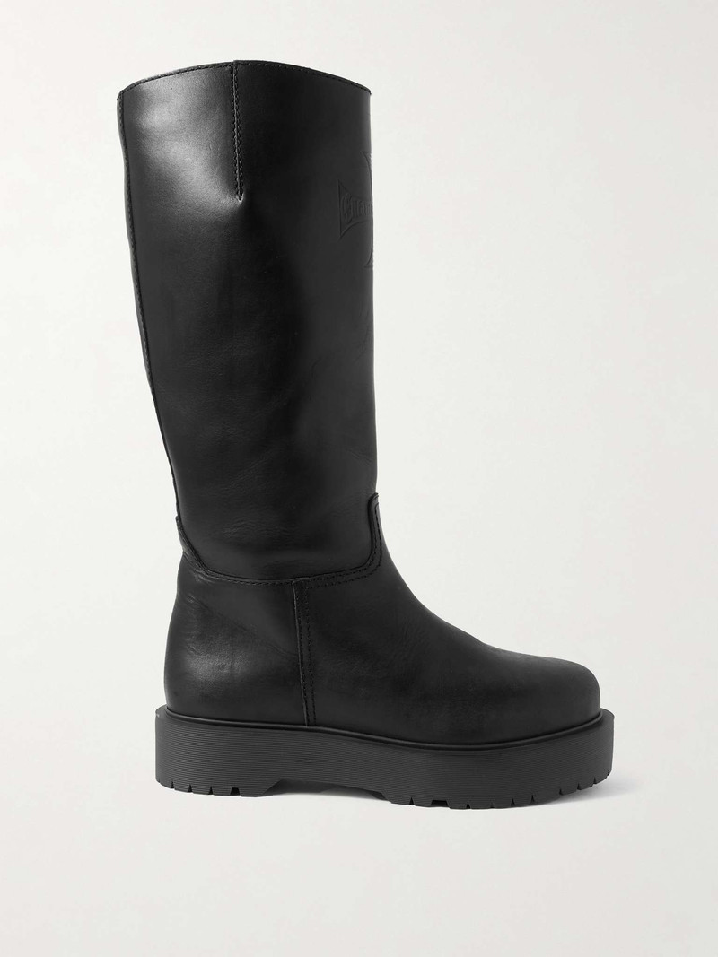Logo-Embossed Leather Boots 1