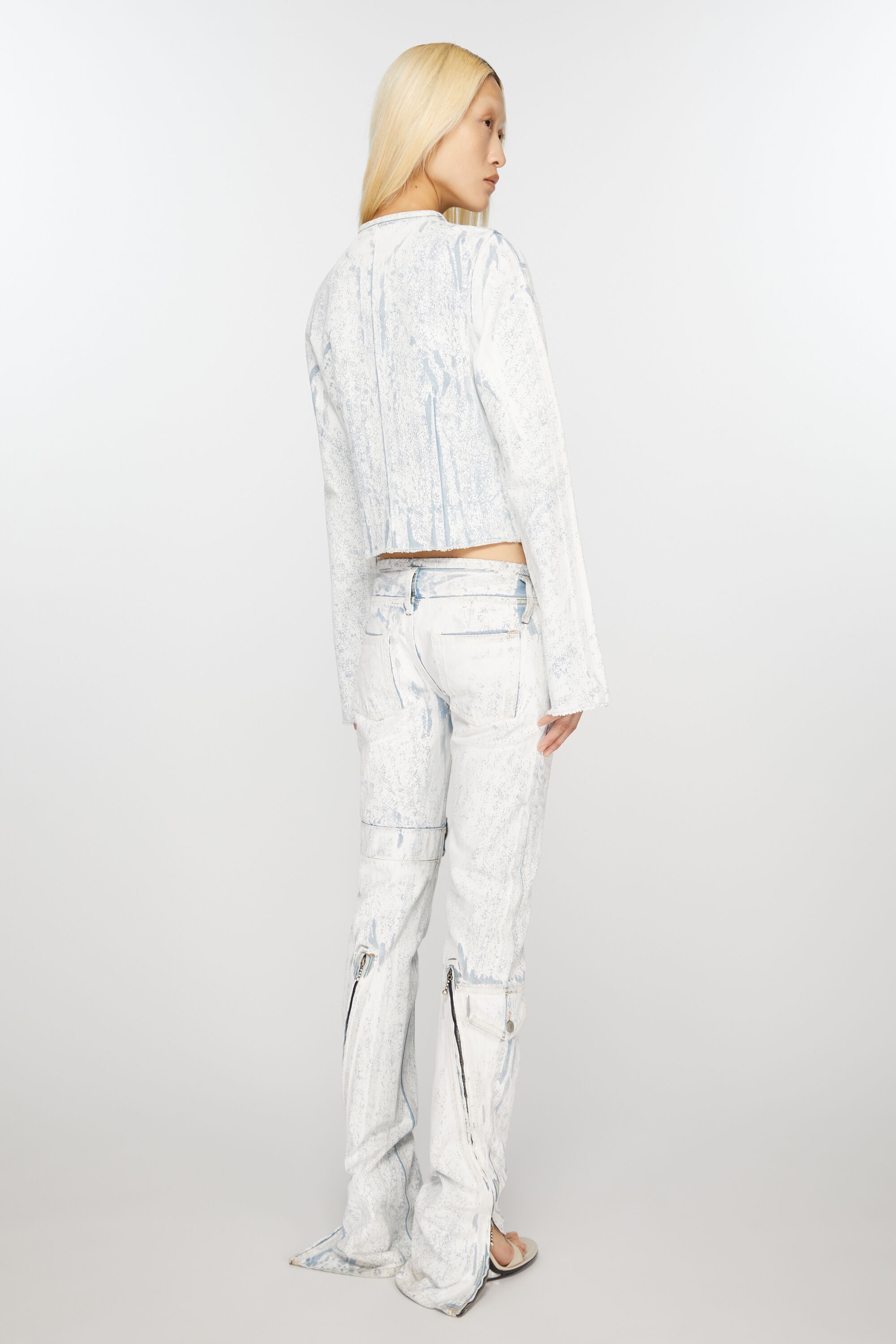 Print jeans - Slim fit - Light blue/white - 4