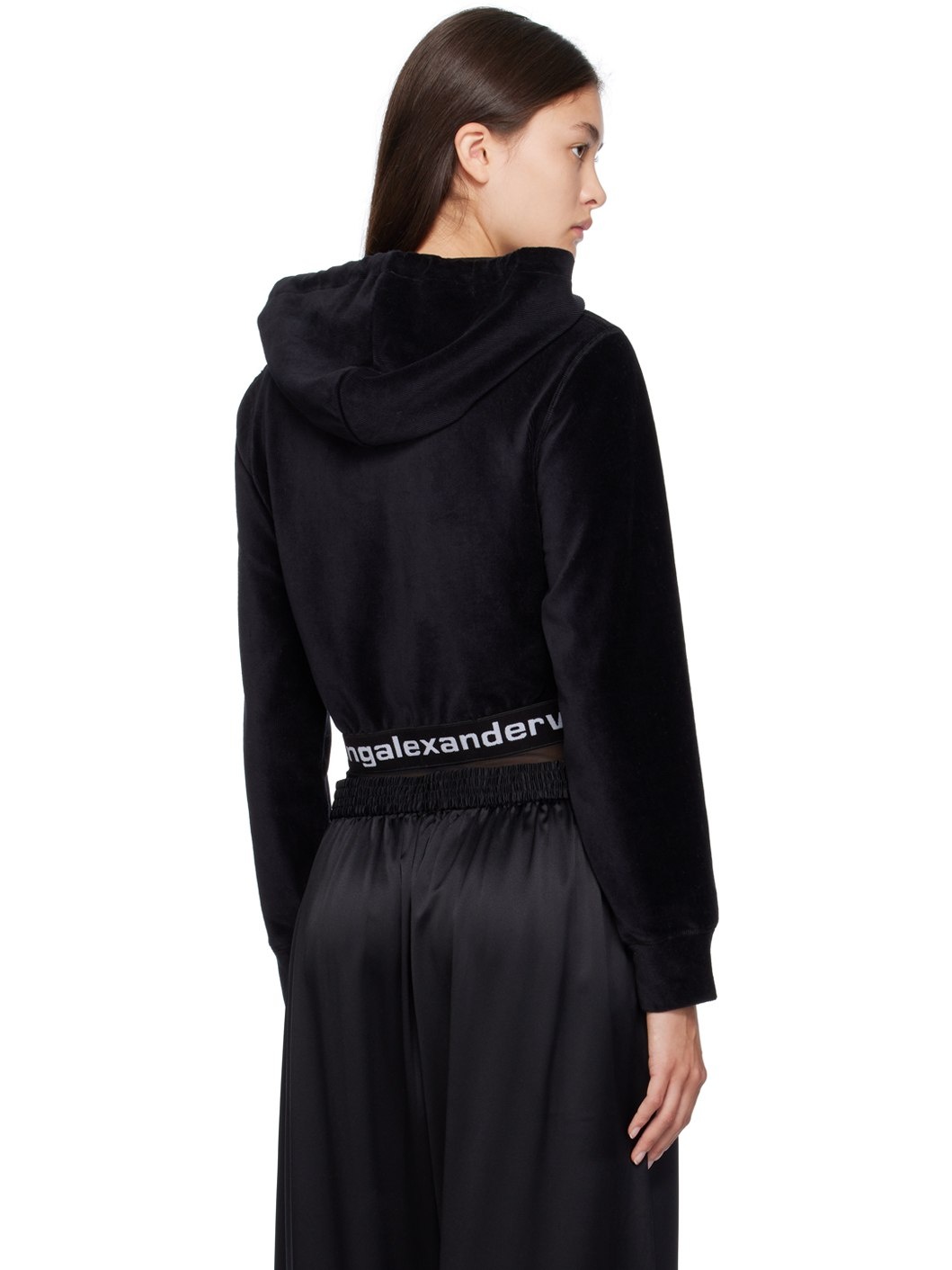 Black Cropped Hoodie - 3
