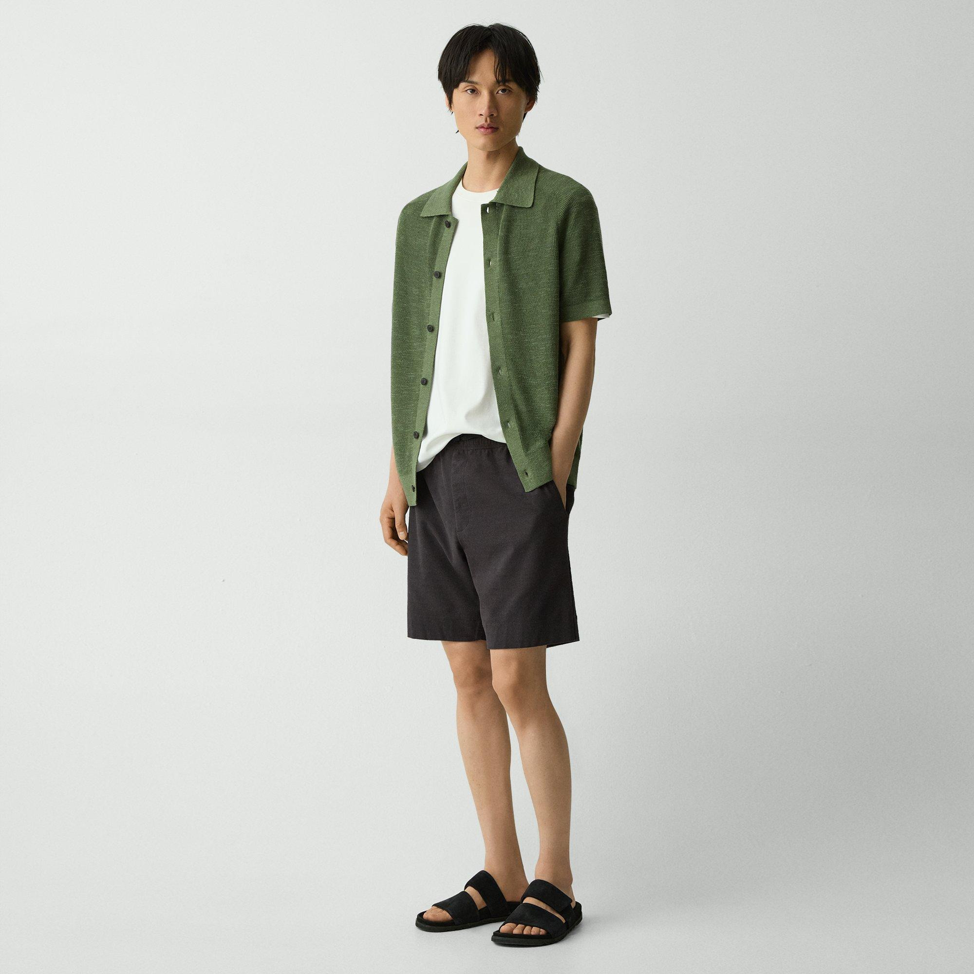 Short-Sleeve Button-Up Shirt in Pacific Linen - 6