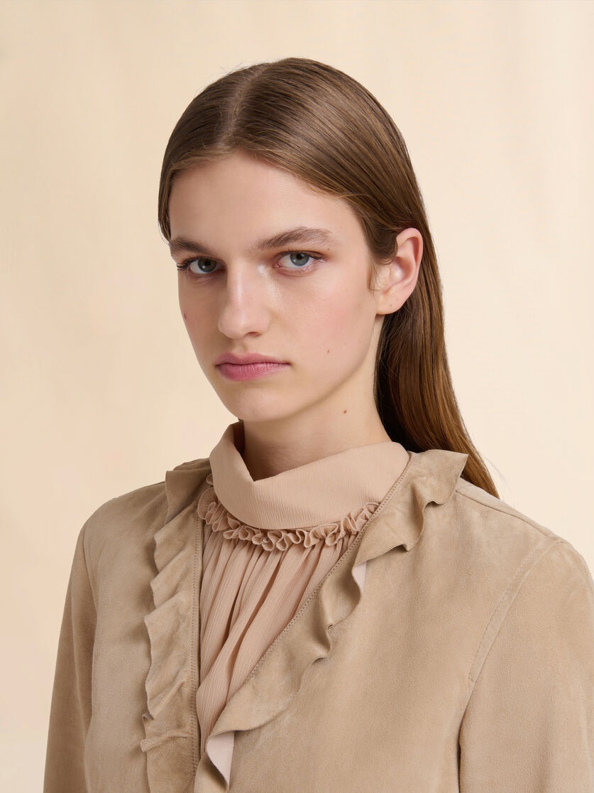 BROWN SUEDE ROBE JACKET - 4