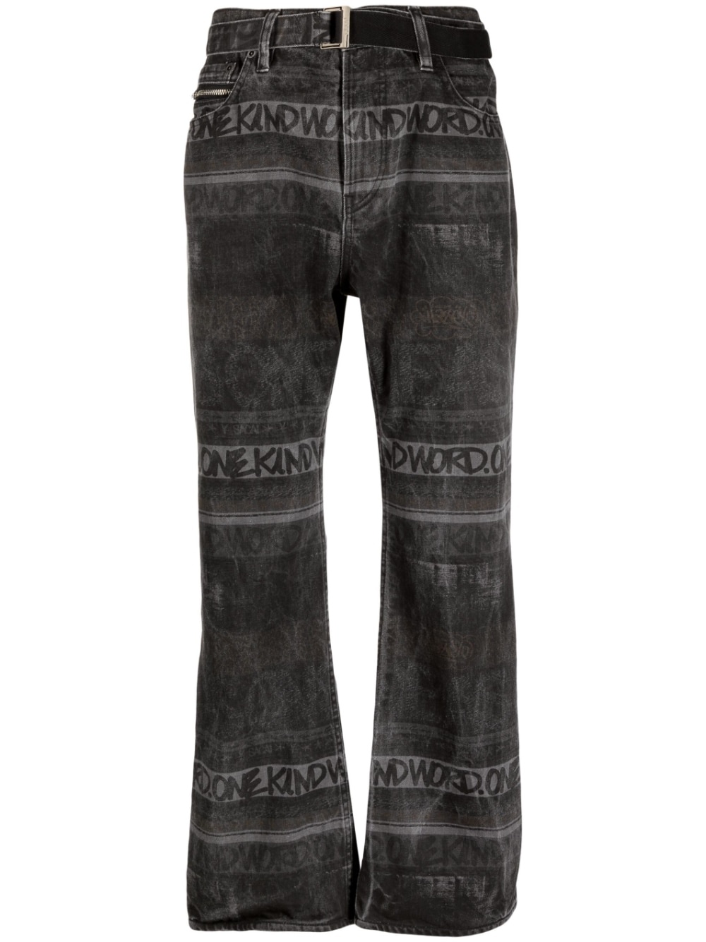logo-pattern denim jeans - 1