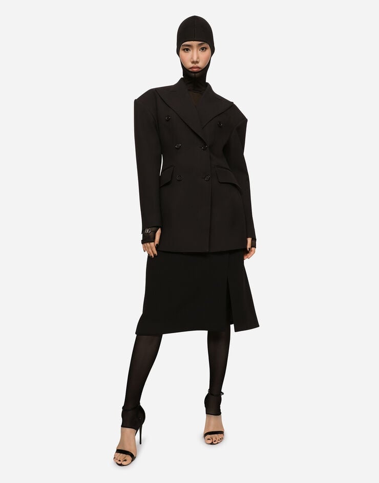 Double-breasted technical crepe jacket - 5