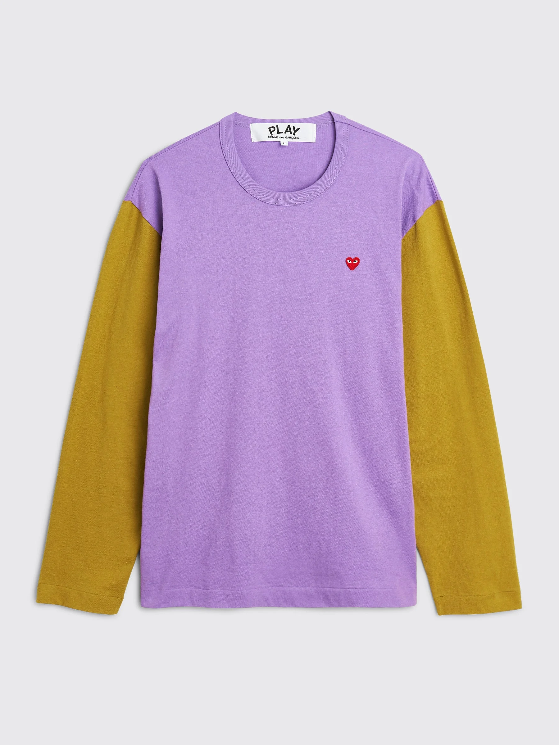 COMME DES GARÇONS PLAY MINI HEART LS T-SHIRT PURPLE / OLIVE - 1