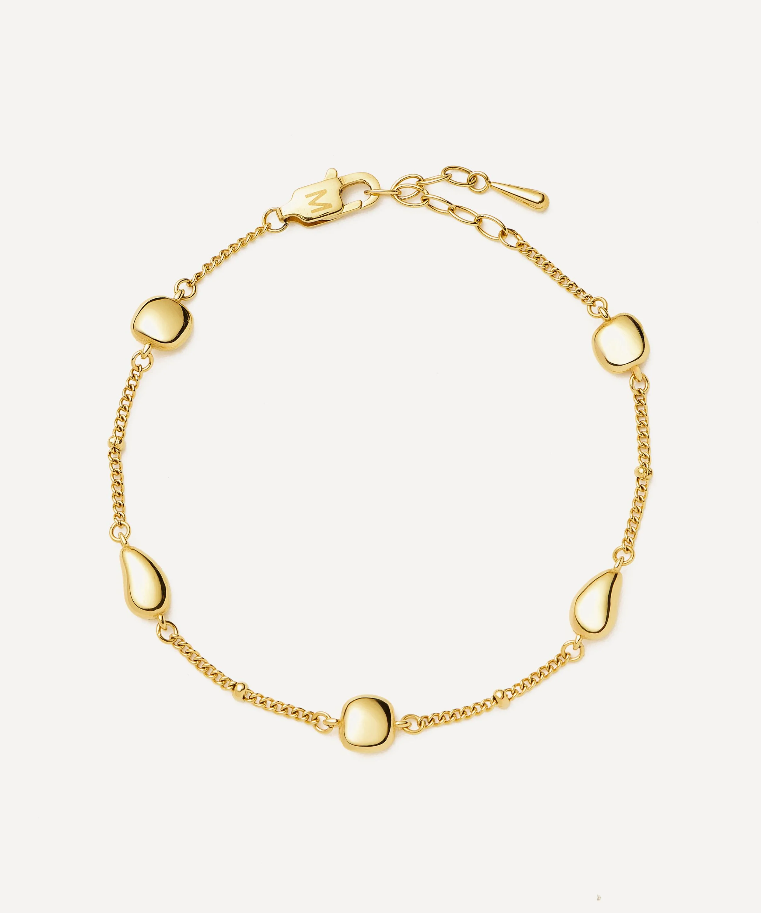 18ct Gold-Plated Molten Teardrop Multi Charm Bracelet - 1