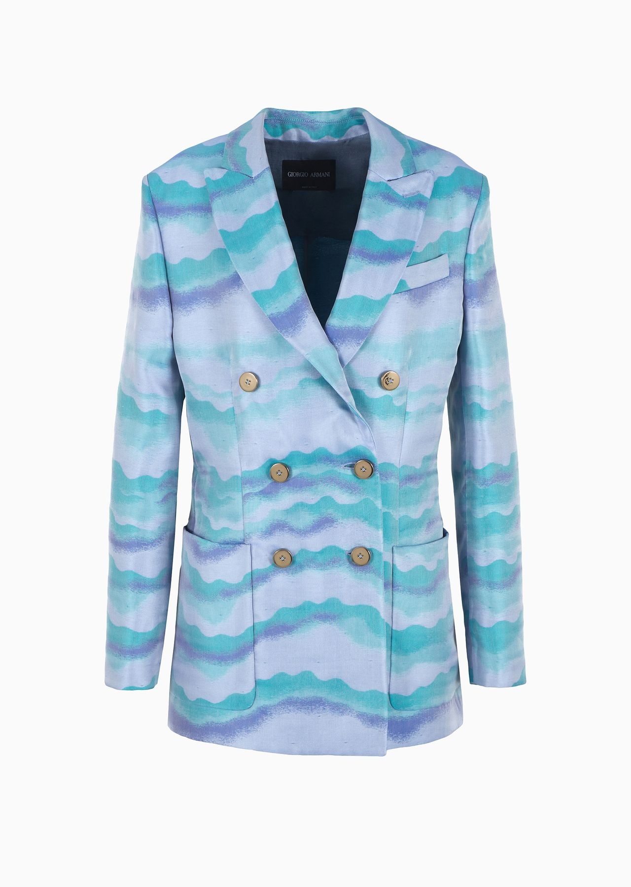 Double-breasted jacket in jacquard with a wave motif - 1