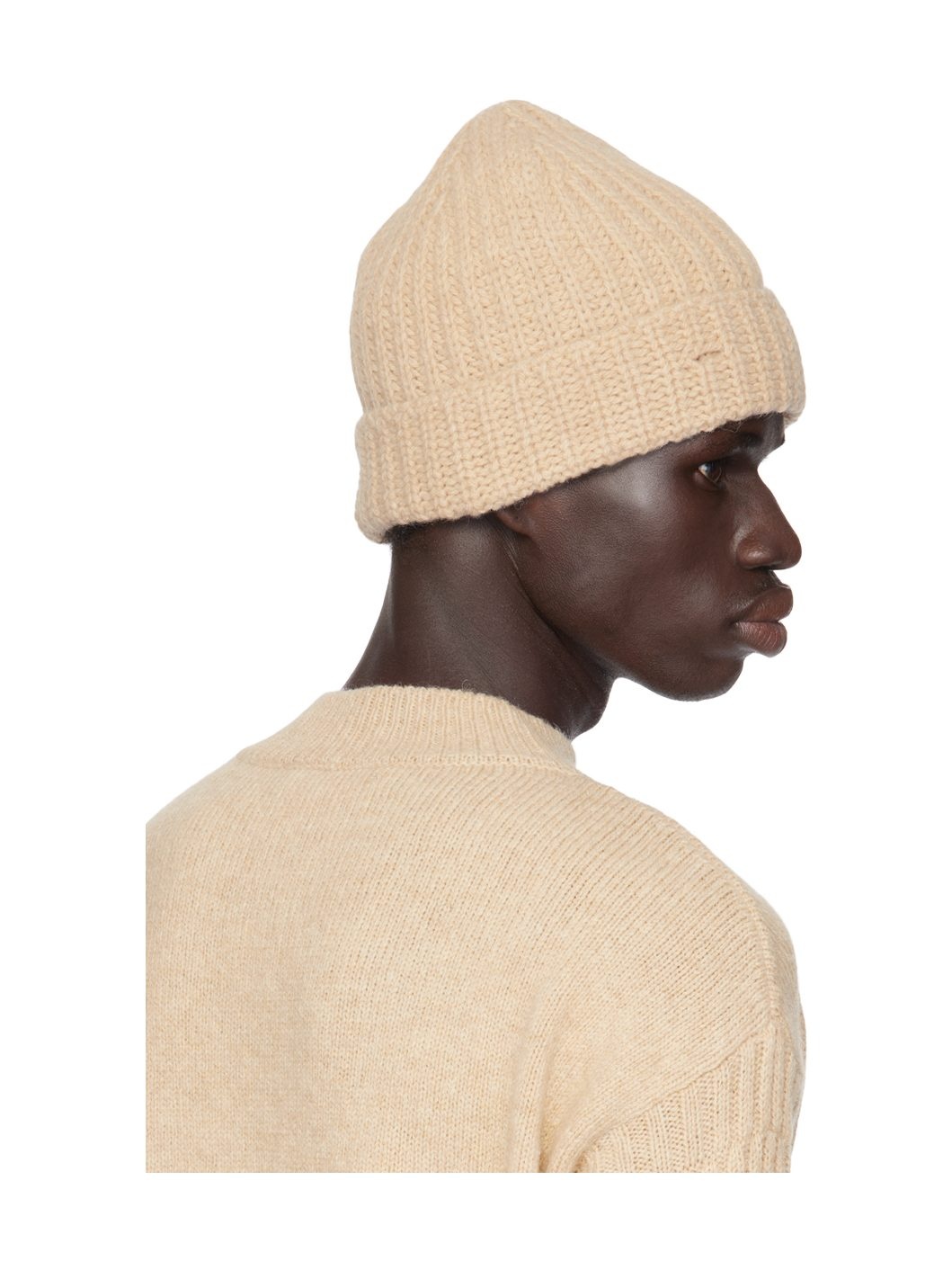 Beige Shetland Wool Beanie - 3