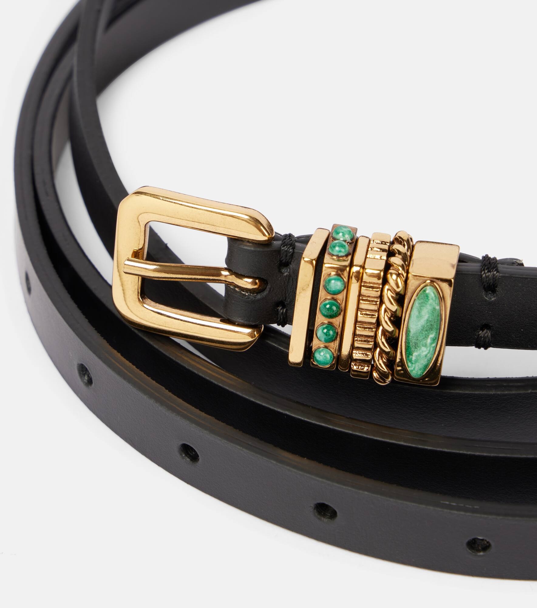 Embellished leather belt - 3