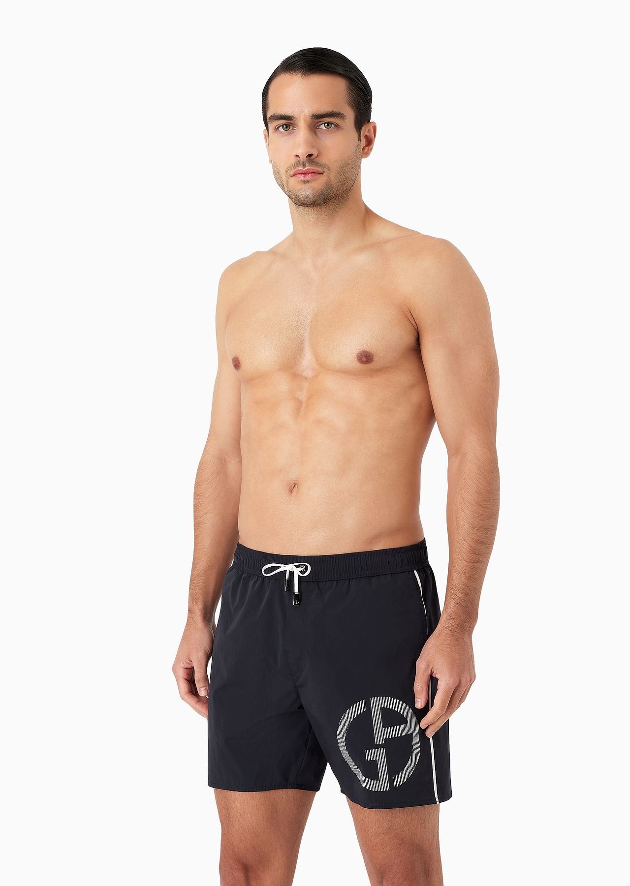 Swim trunks with contrasting oversized logo - 2