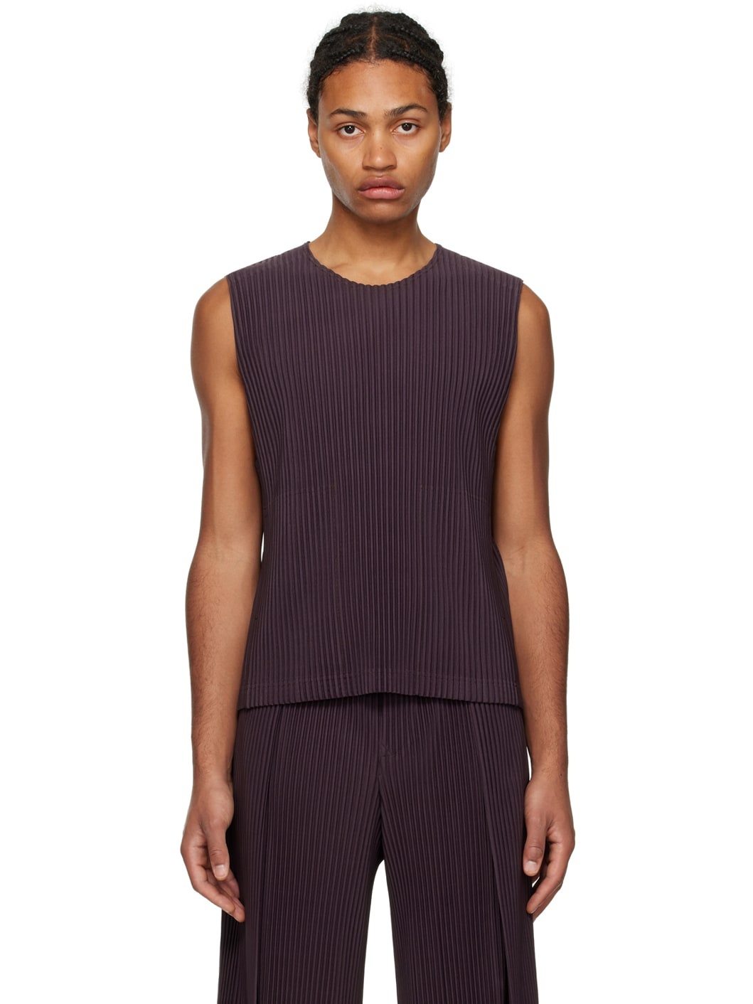 Purple Tailored Pleats 2 Tank Top - 1