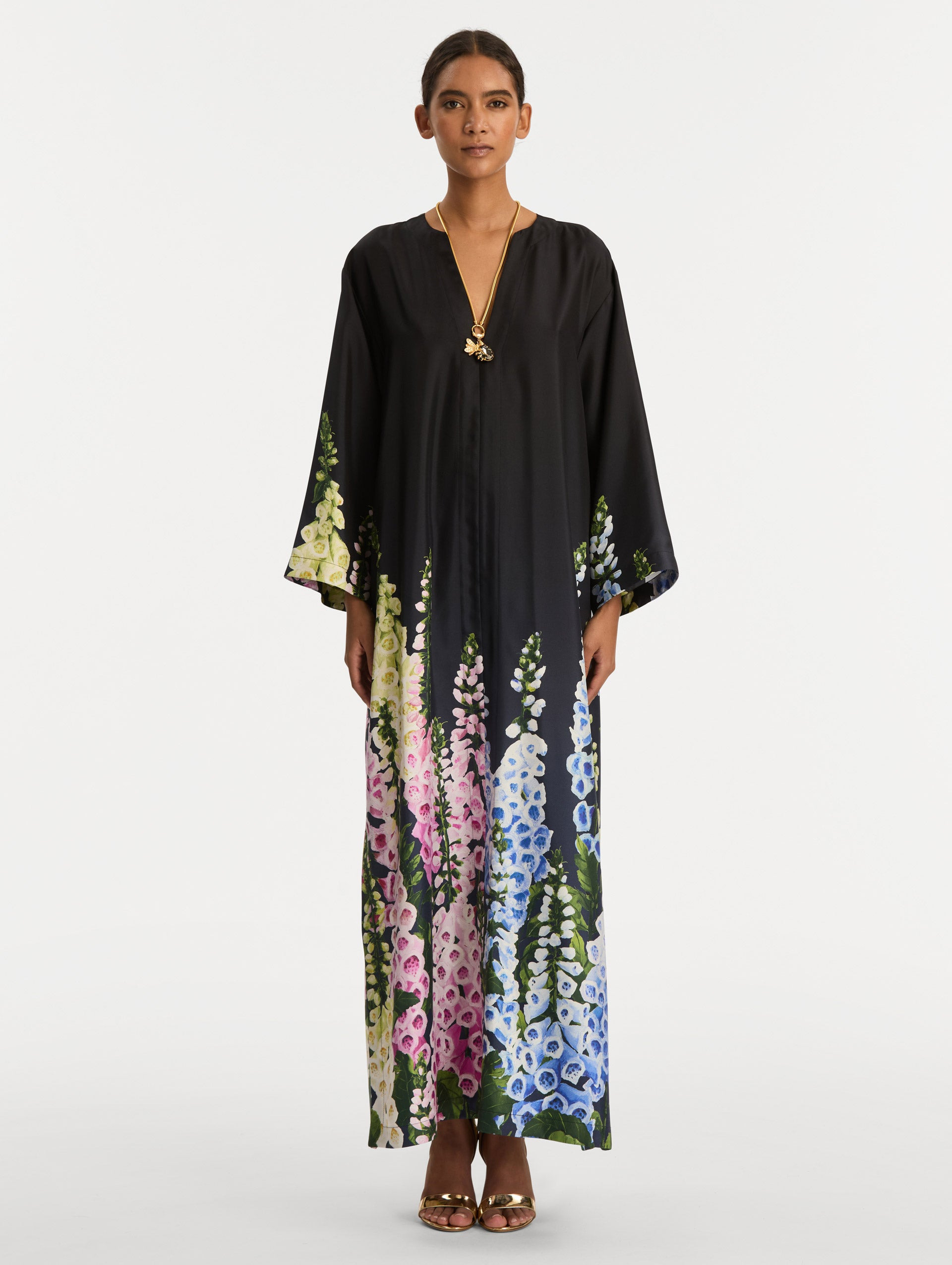 DEGRADÉ FOXGLOVE SILK TWILL CAFTAN - 2