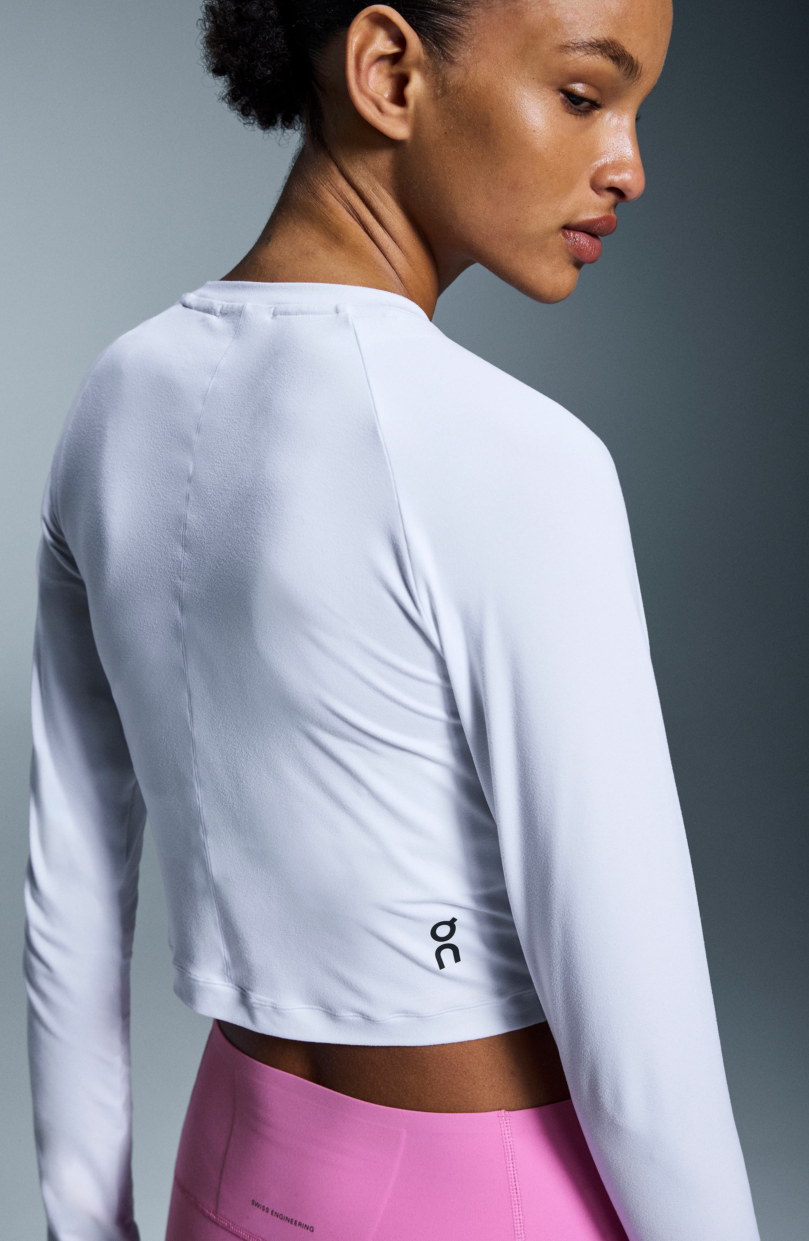 Studio Long Sleeve Crop Top in White at Nordstrom - 5
