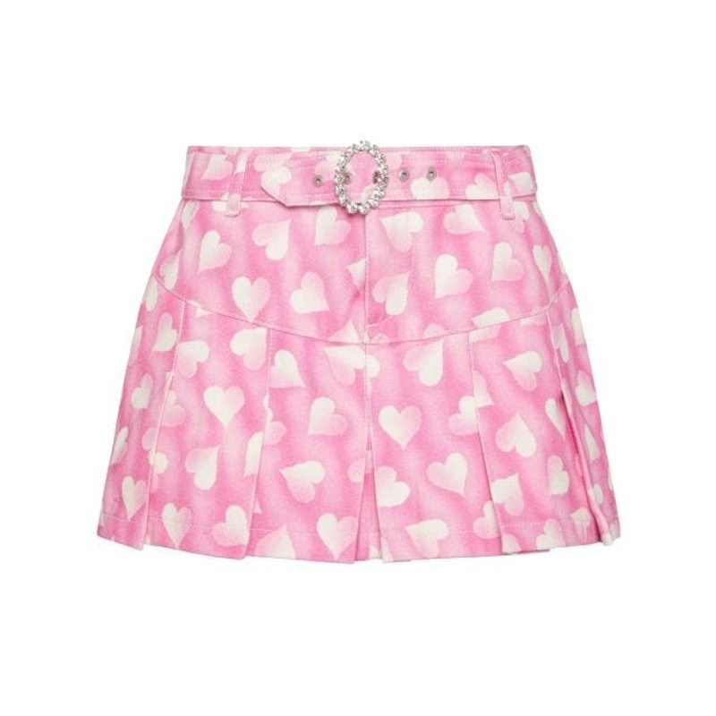 Pink heart print gabardine miniskirt 1