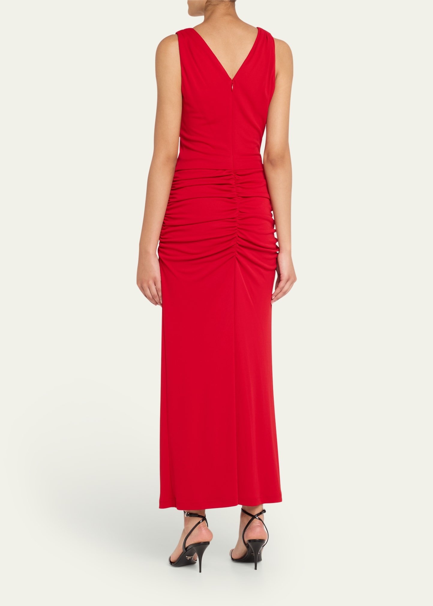 V-Neck Ruched Column Dress - 3