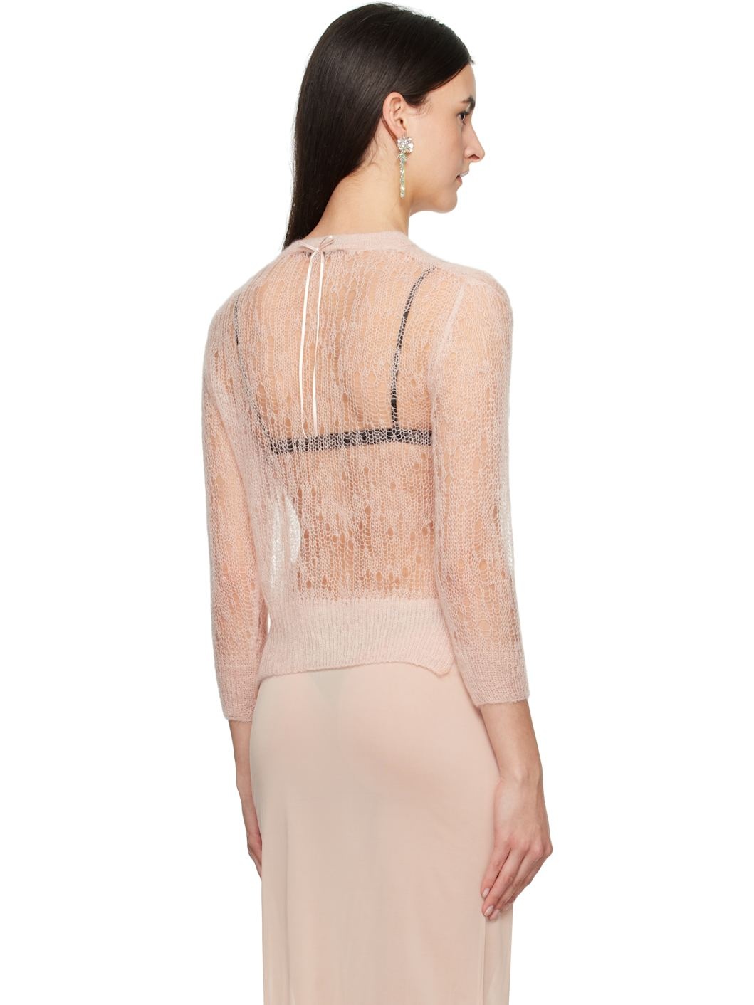 Pink Cropped Long Sleeve Cardigan - 3