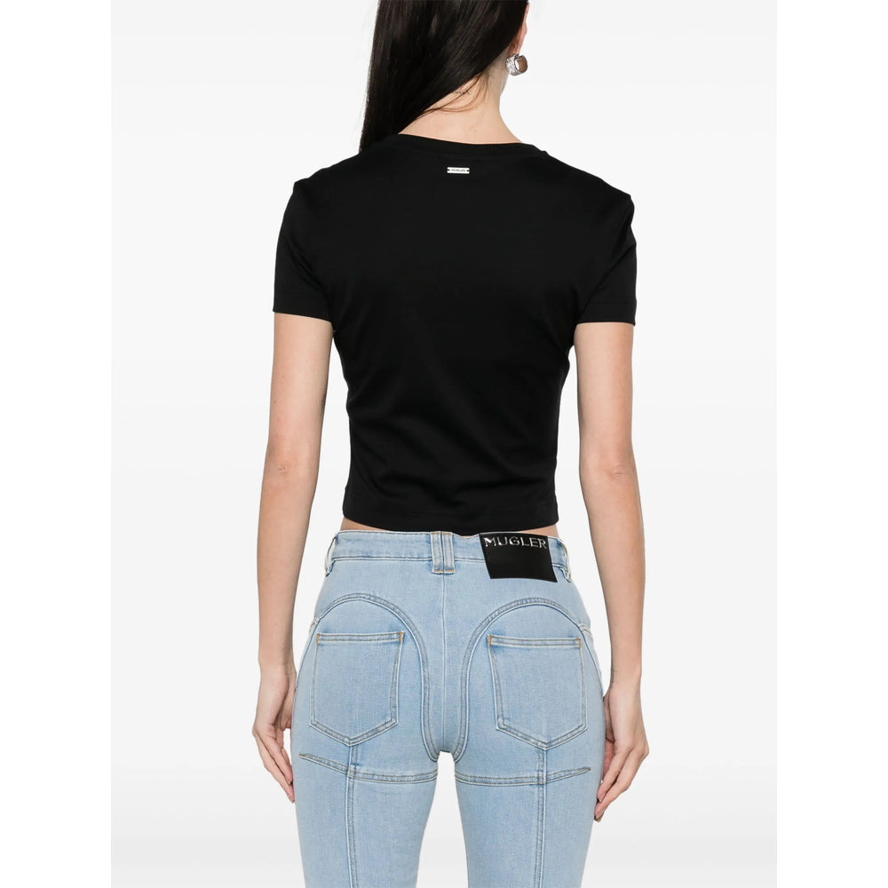 Mugler Black Tops - T-Shirts & Jerseys Women - 3