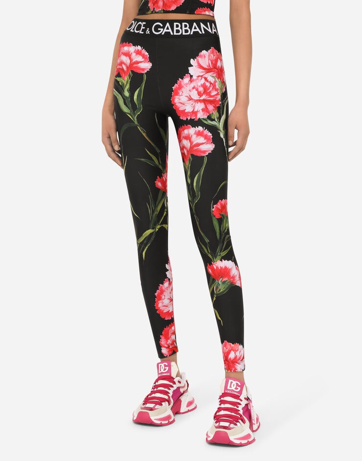 Carnation-print jersey leggings - 4