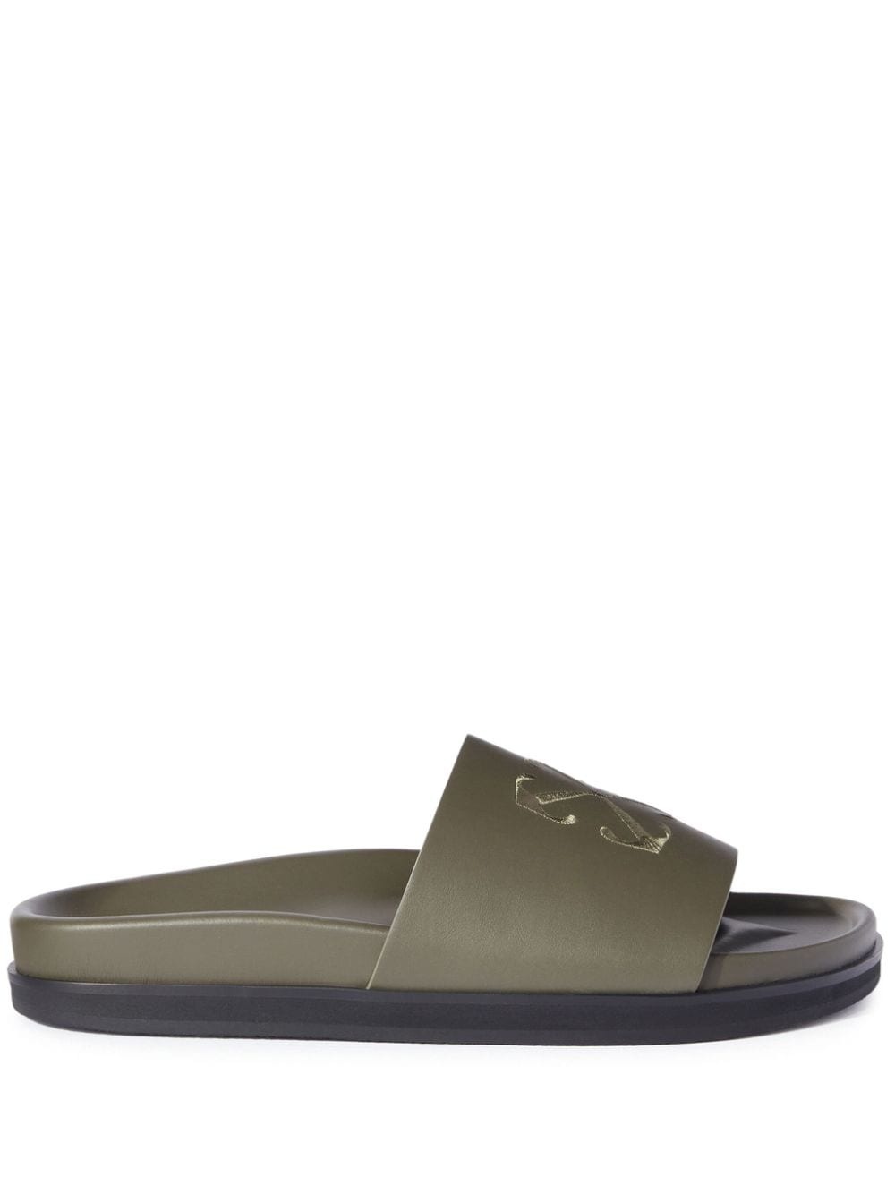 Arrows-embroidery leather slides - 1