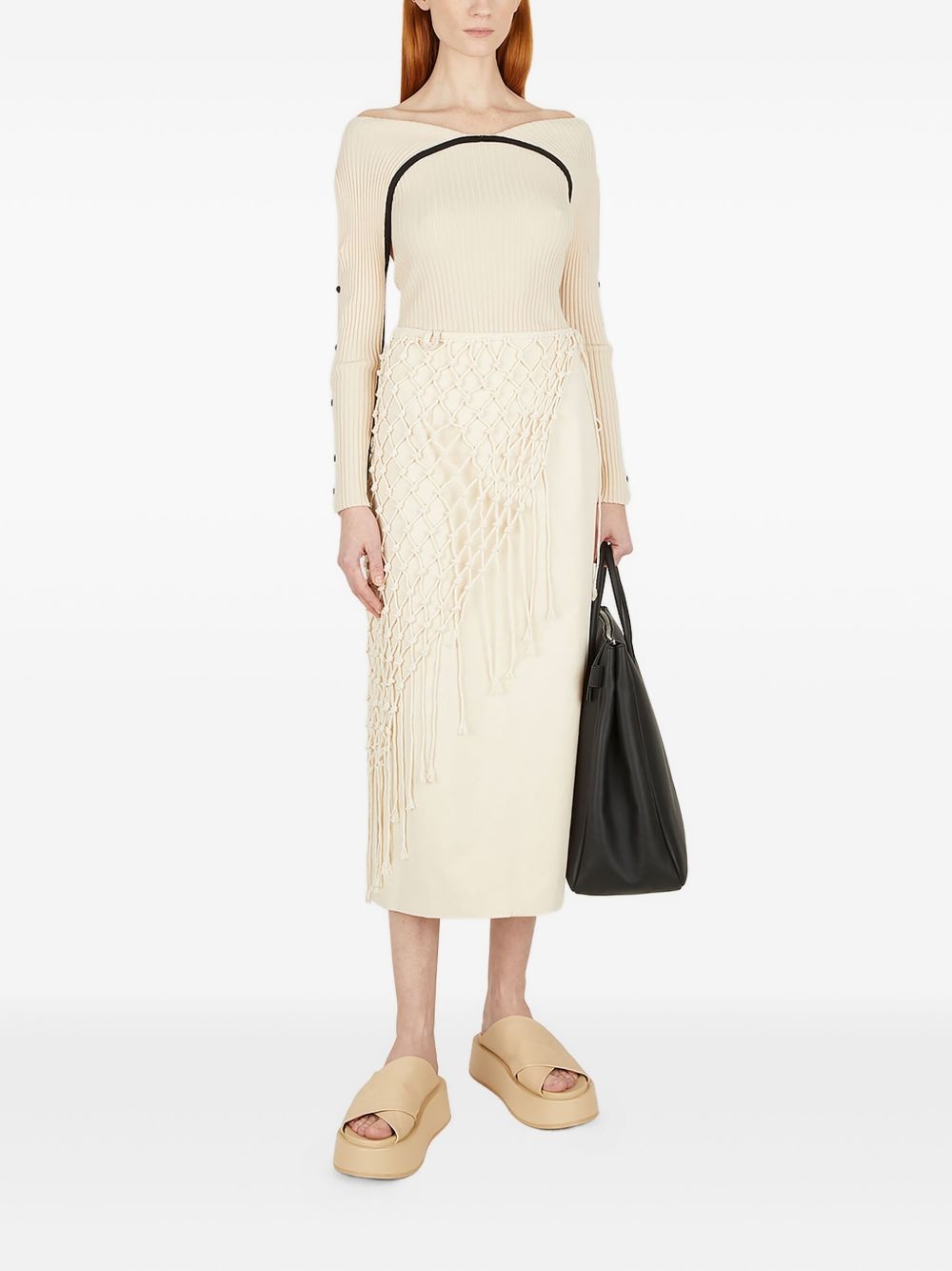 off-shoulder ribbed top - 2