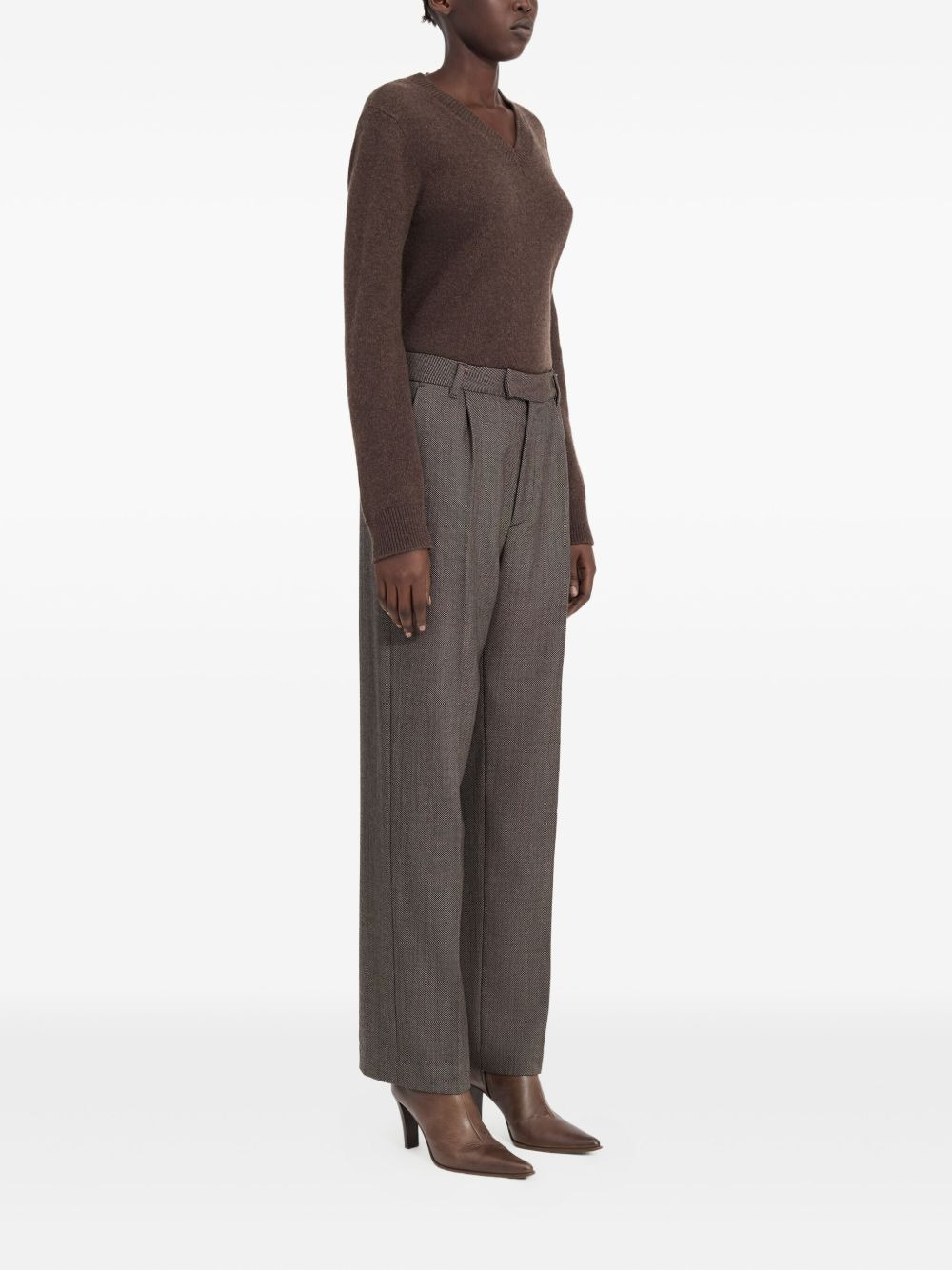 pleated herringbone trousers - 3