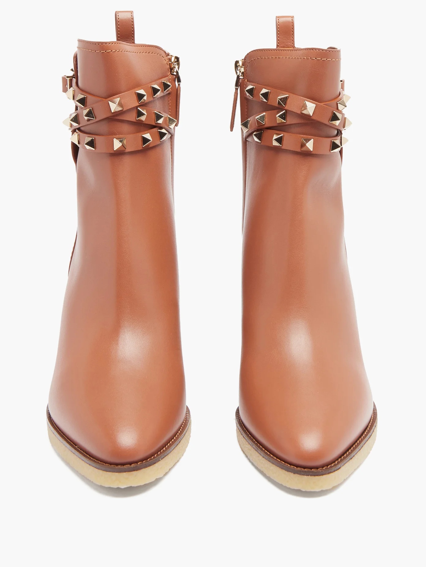 Rockstud leather wedge ankle boots - 5