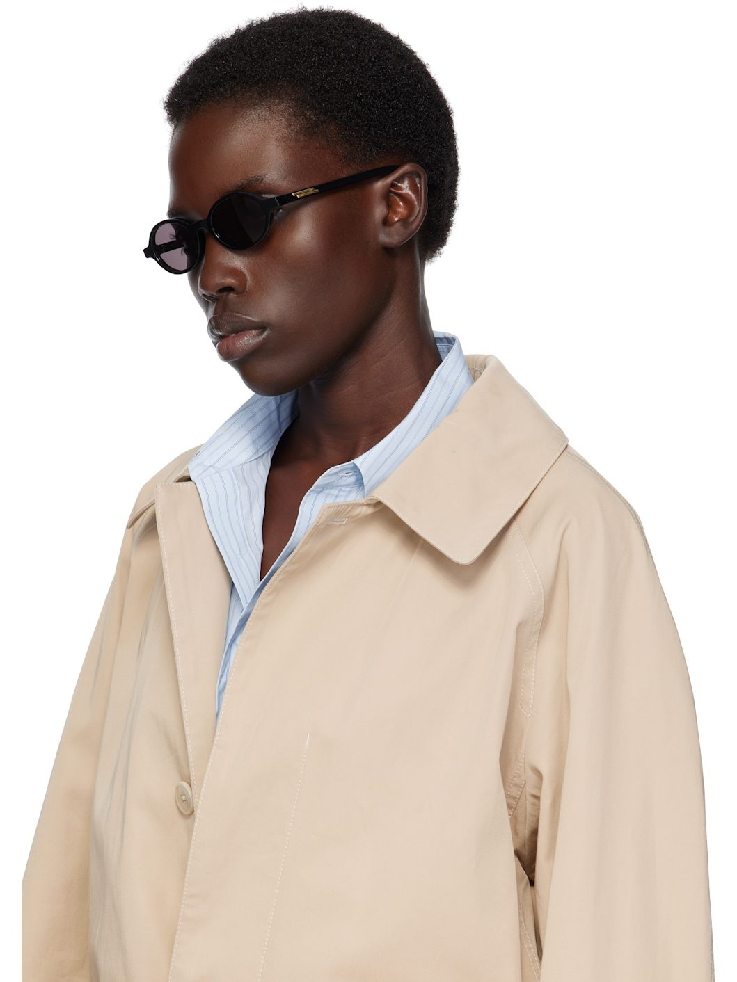 Black Classic Oval Sunglasses - 4