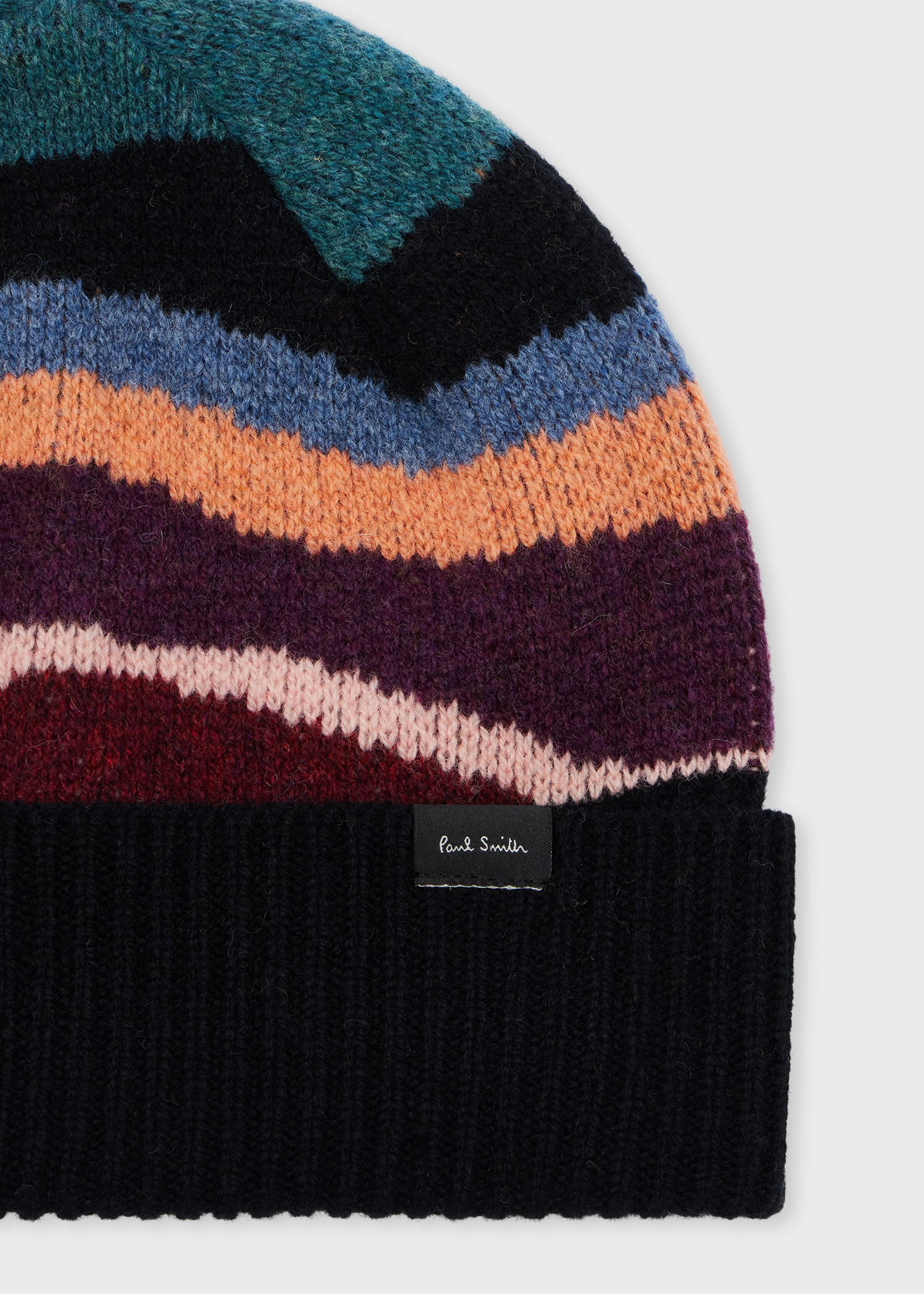 Women's Black 'Swirl' Knitted Lambswool Beanie - 2