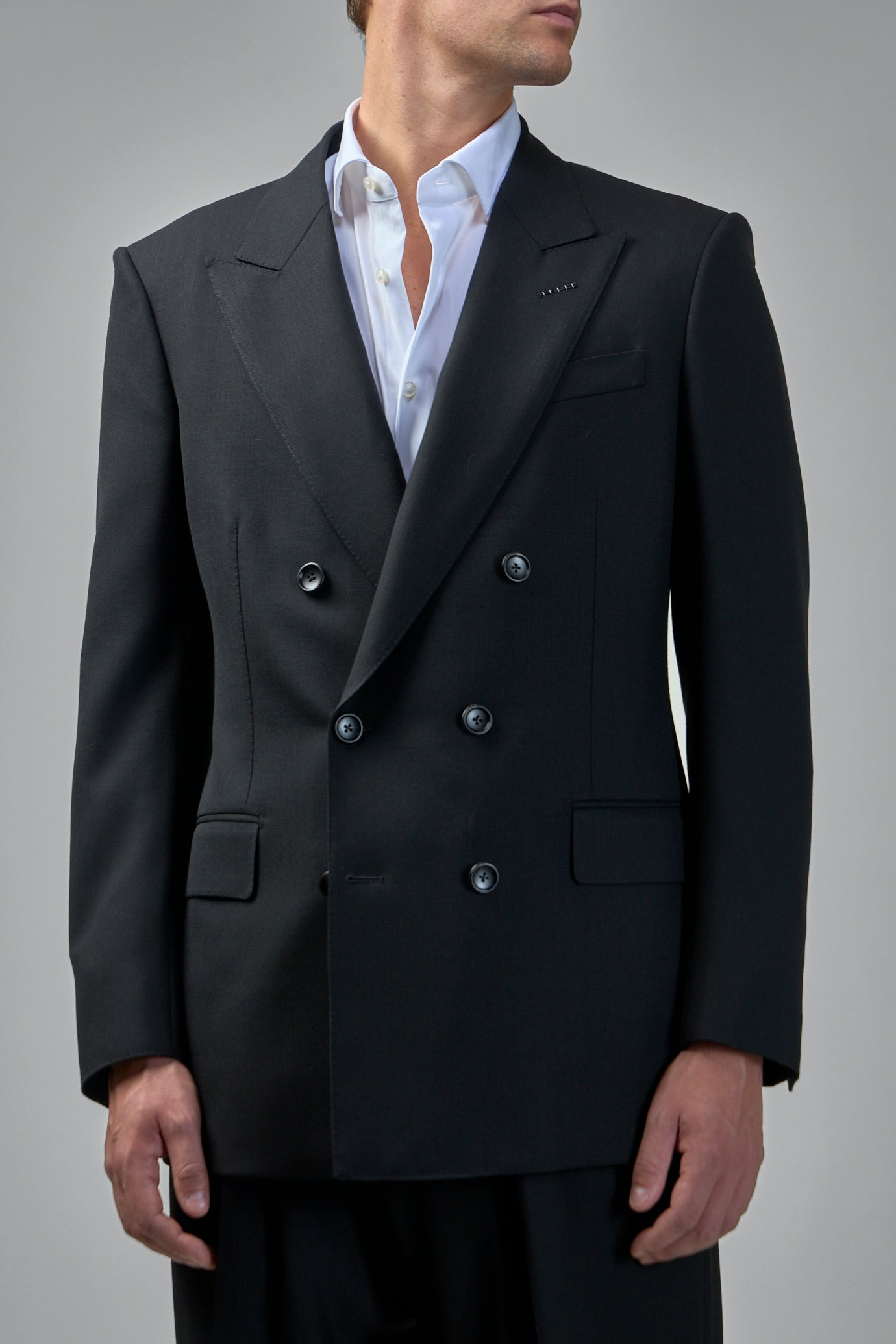 High Twist Broken Twill Double-Breasted Jacket - 5