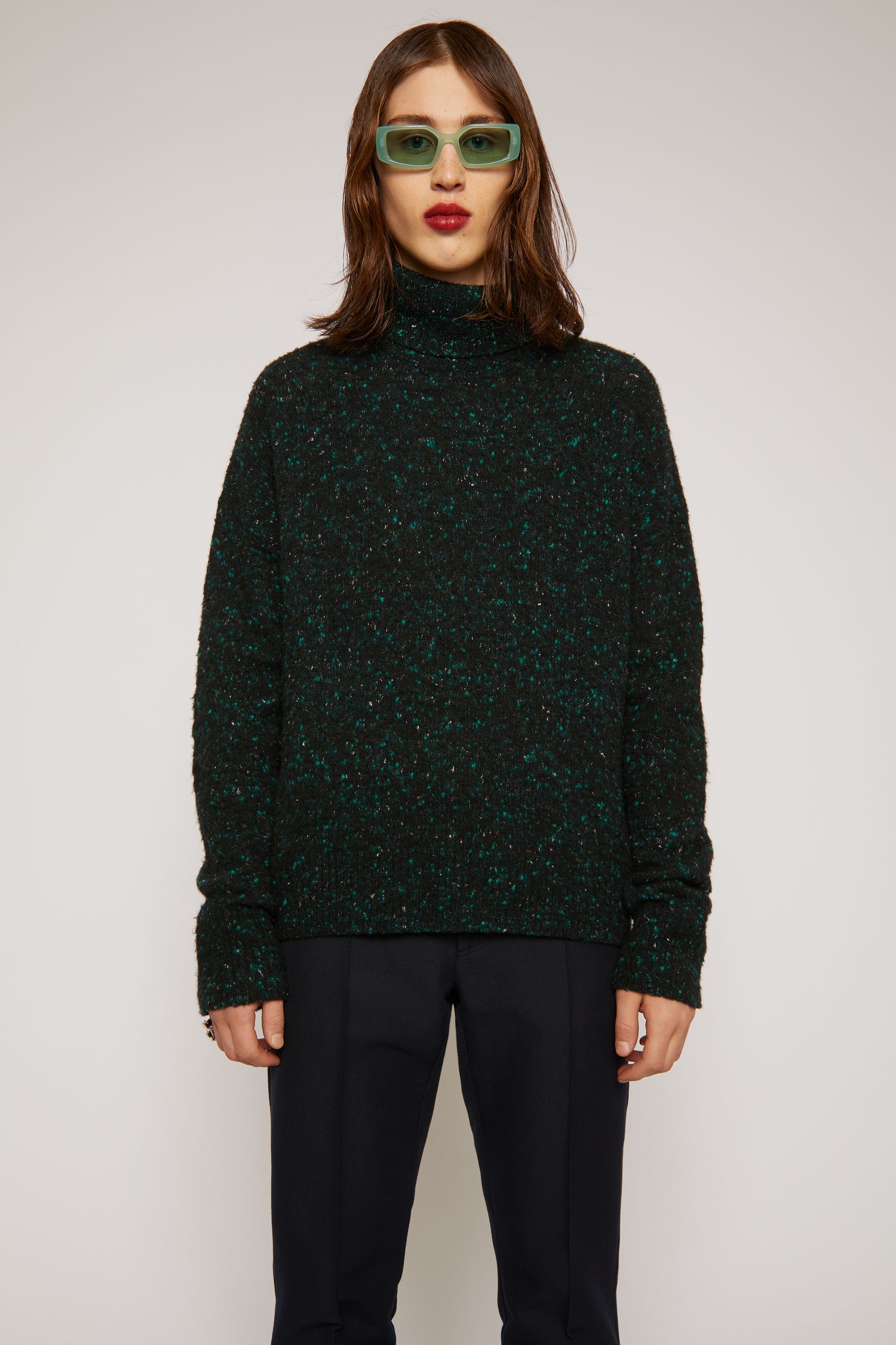 Flecked high-neck sweater black/green - 2