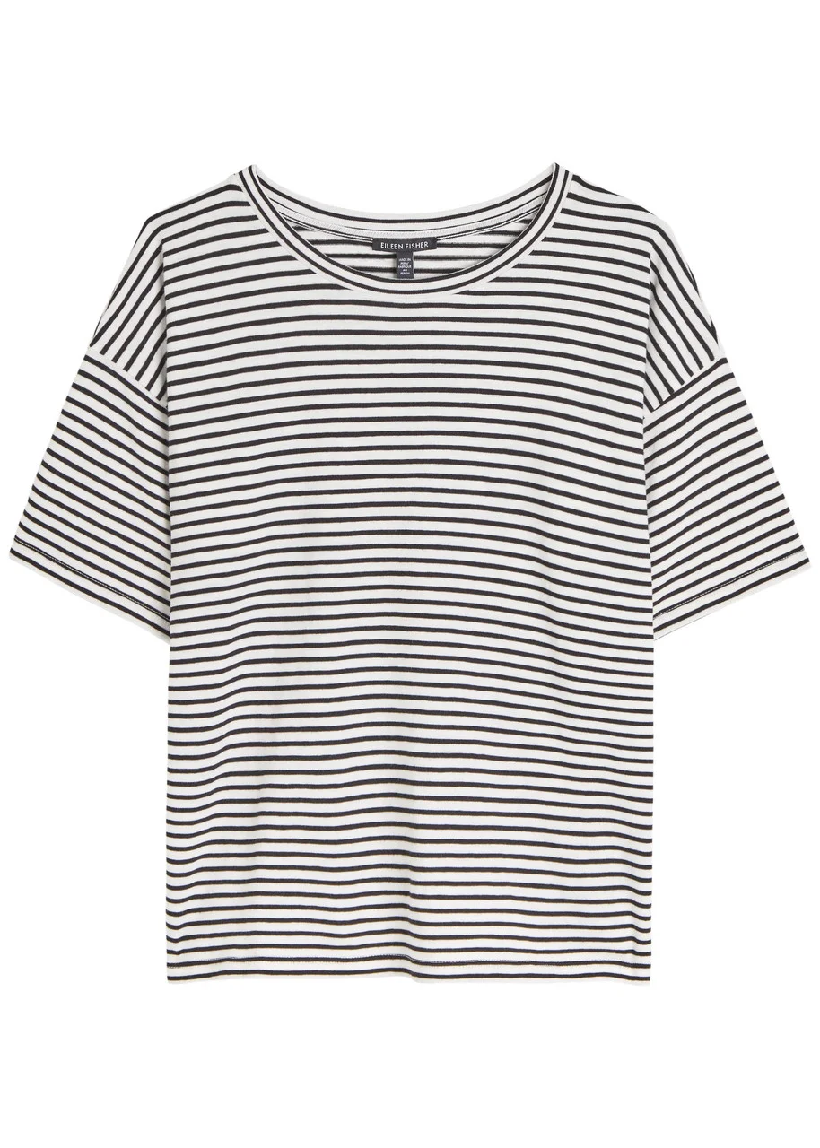 Eileen Fisher Striped Cotton-knit T-shirt - 1