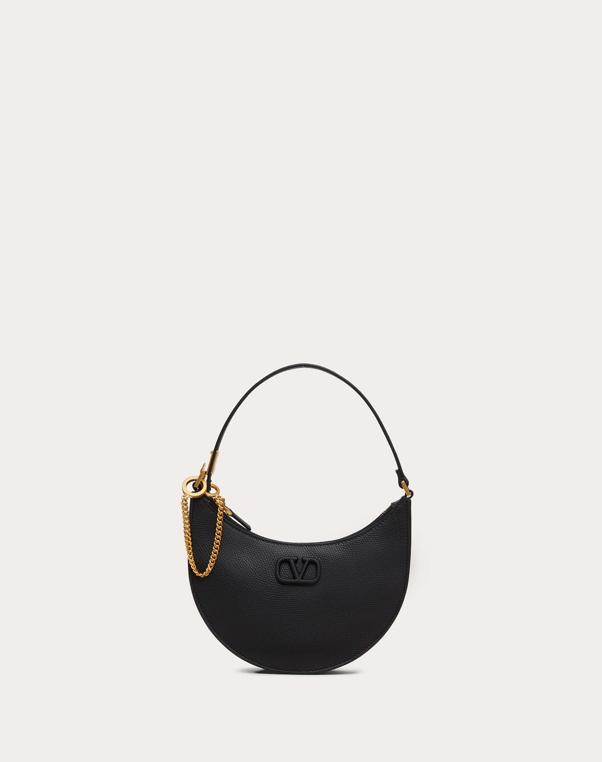 MINI VLOGO SIGNATURE GRAINY CALFSKIN HOBO BAG - 1