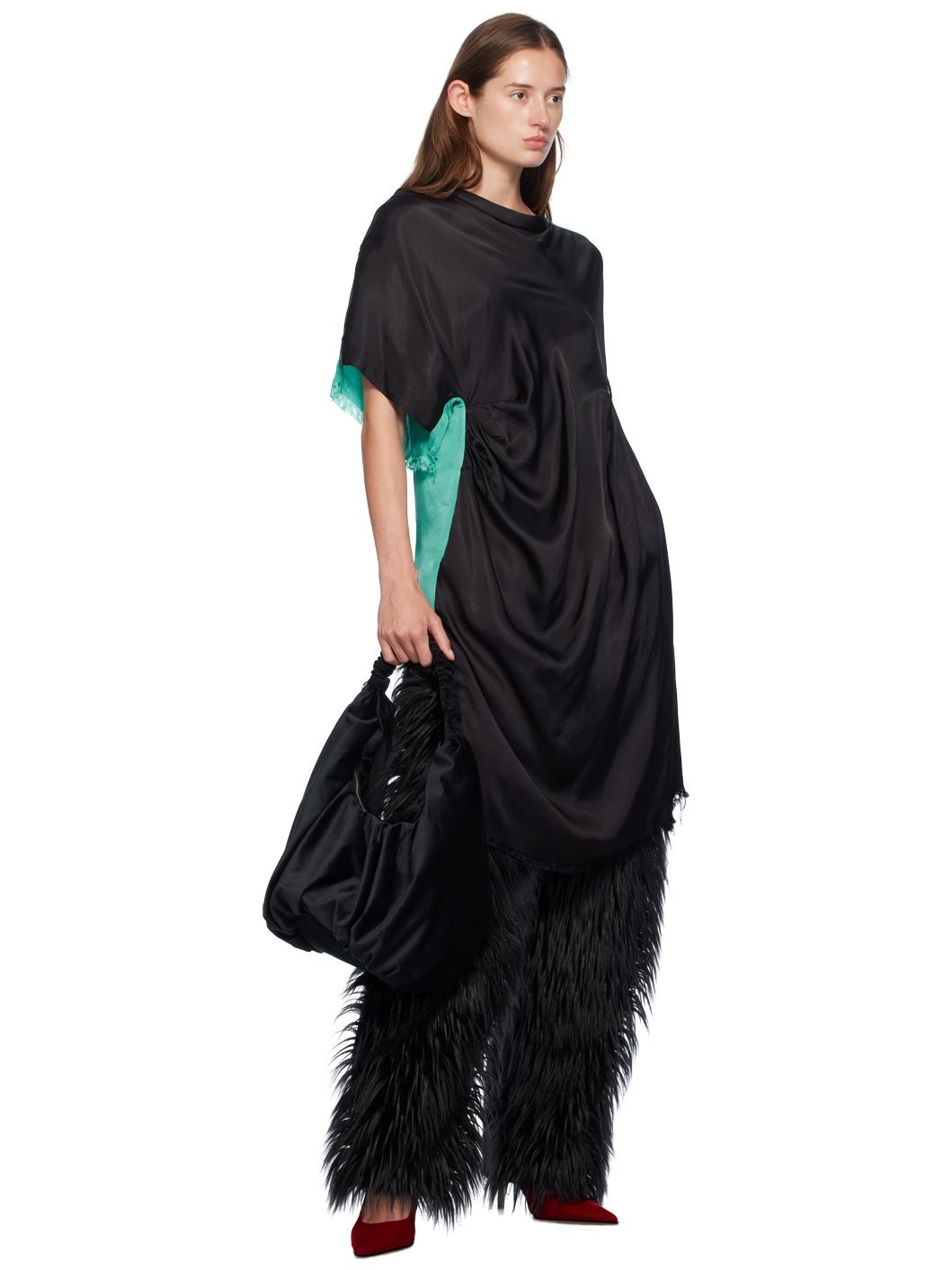 Black & Green Shadow Midi Dress - 5
