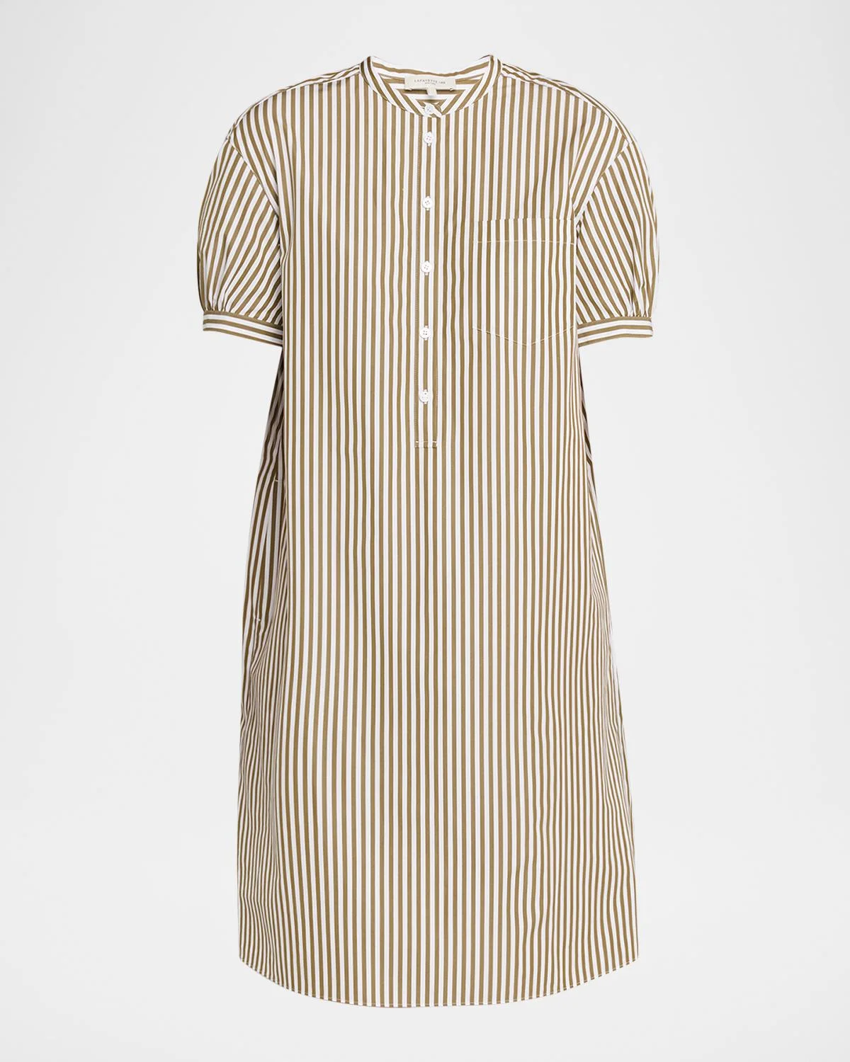 Striped Puff-Sleeve Shift Dress - 1